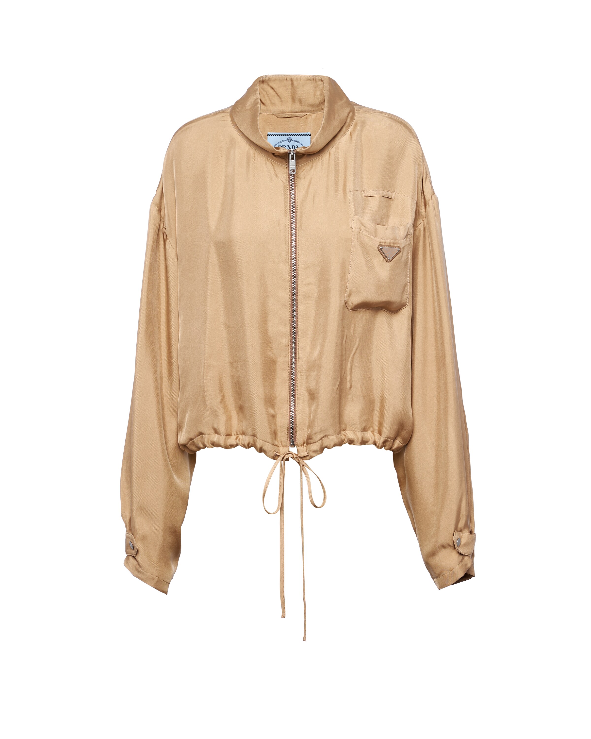 Prada Blouson In Twill Di Seta, Donna, Corda, Taglia 44