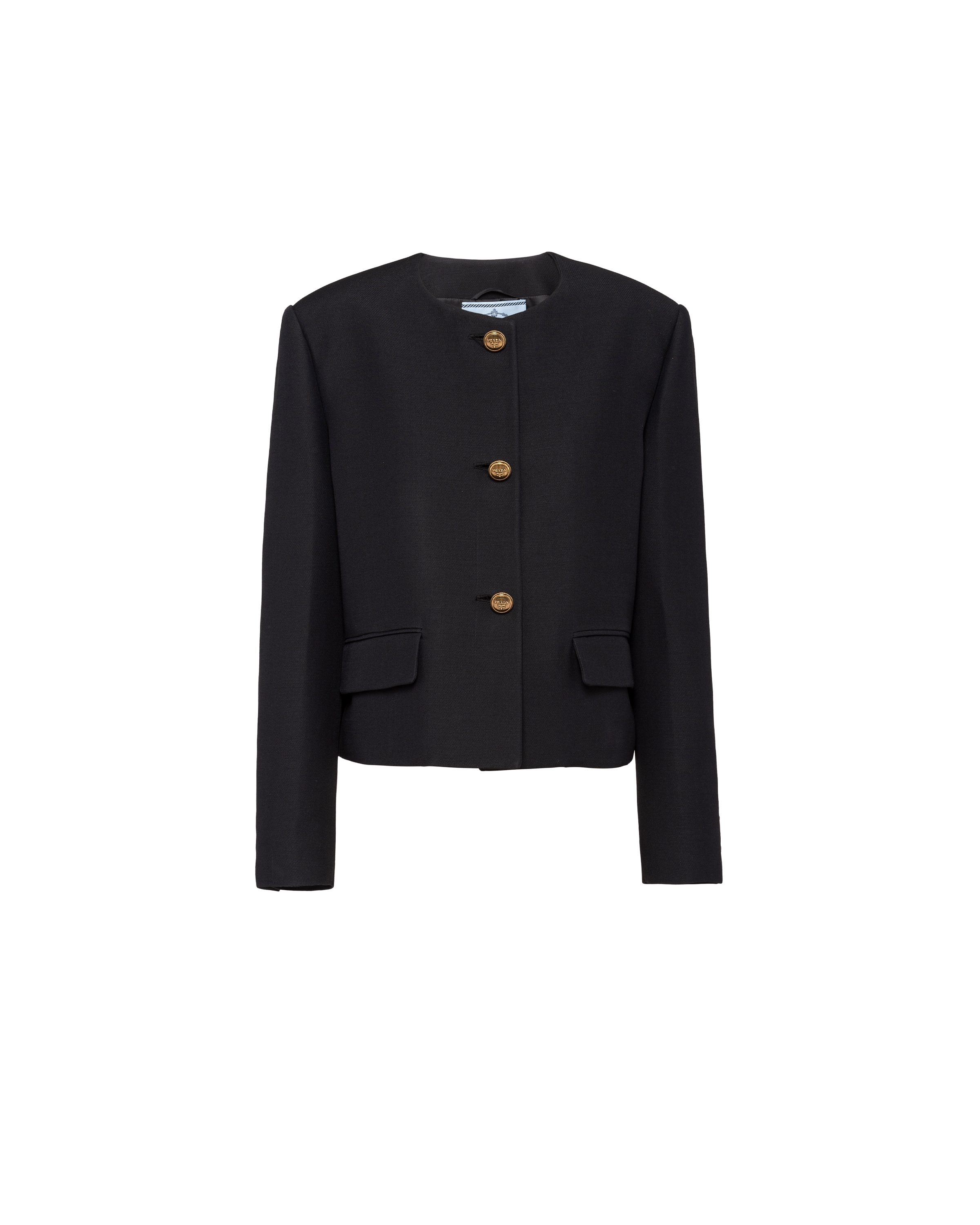 Prada Giacca Monopetto In Tricotina, Donna, Nero, Taglia 38