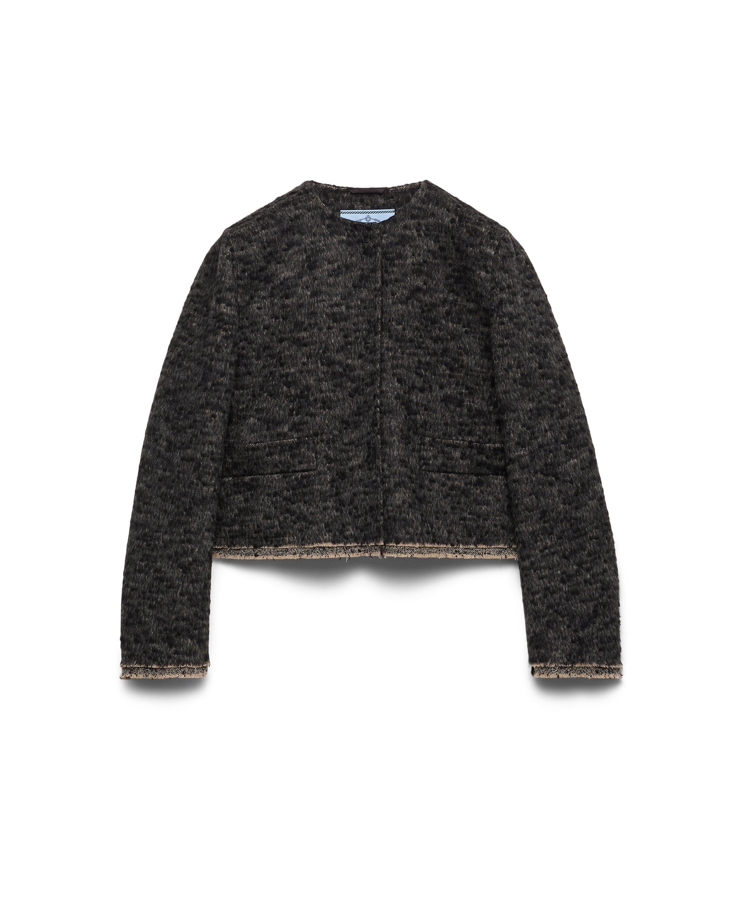 Prada Women's Single-breasted Double Tweed Jacket In Black