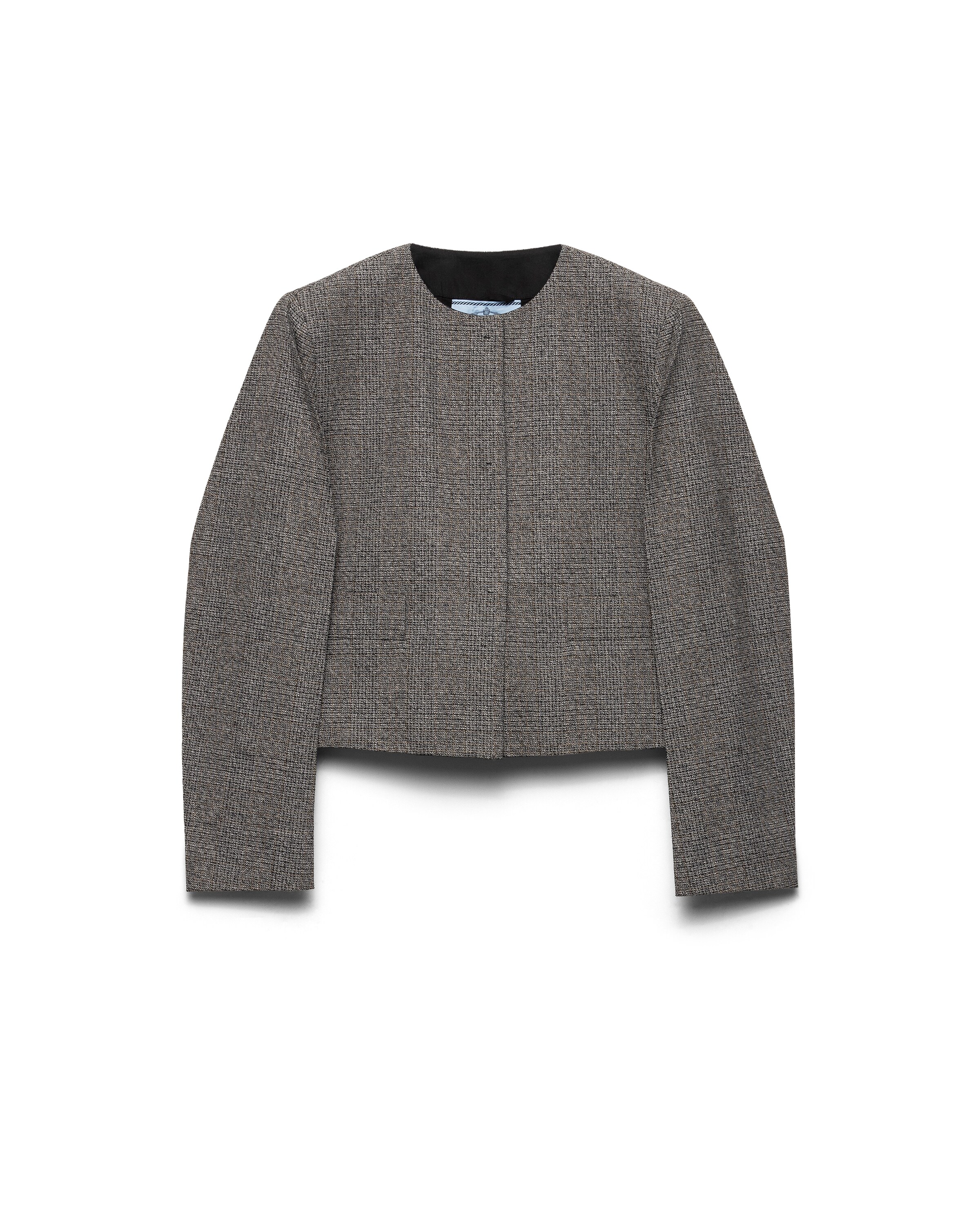 Prada Veste Droite En Mouliné Prince De Galles, Femme, Gris Ardoise, Taille 42