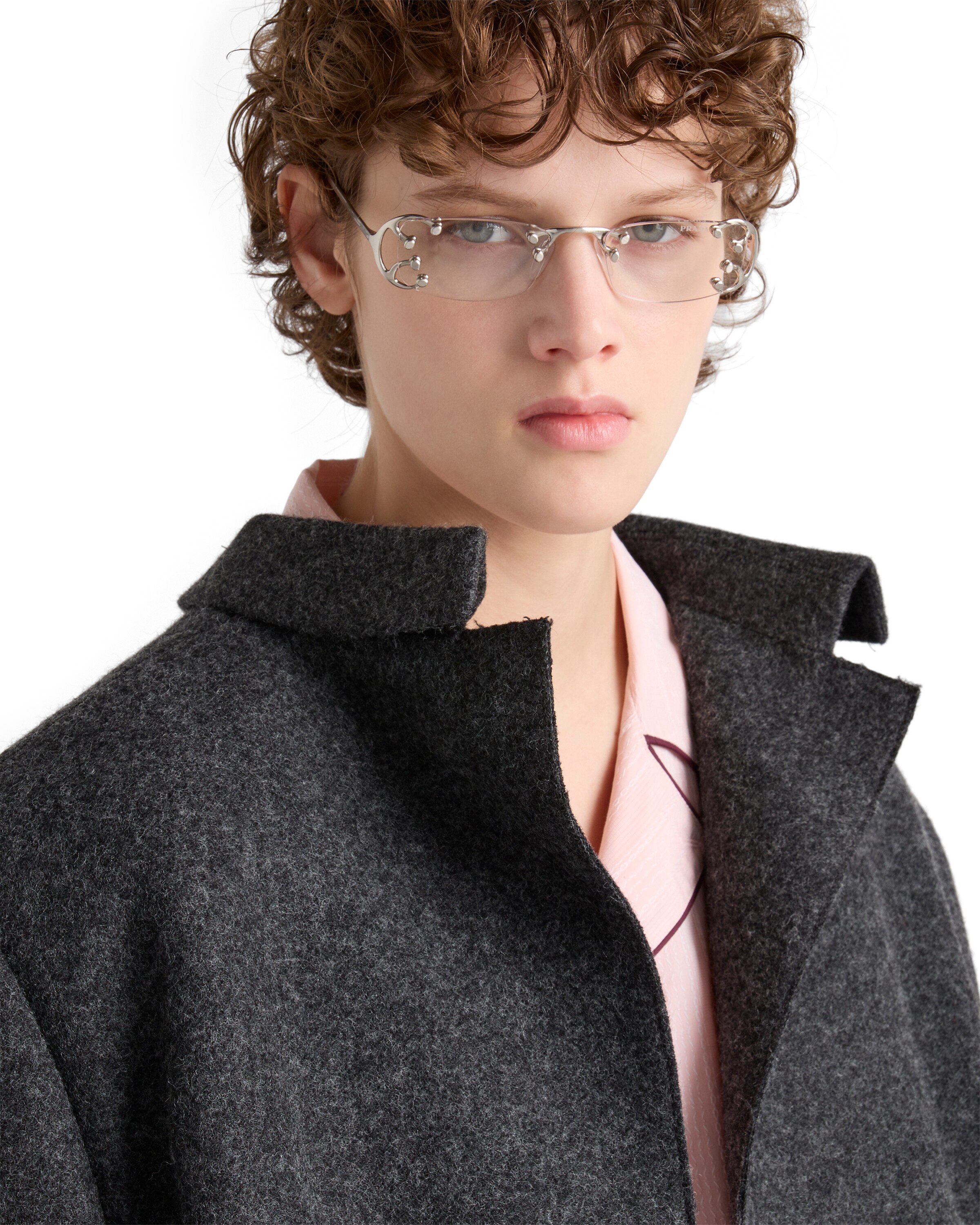 Prada Single-breasted Shetland Wool Jacket In Gray