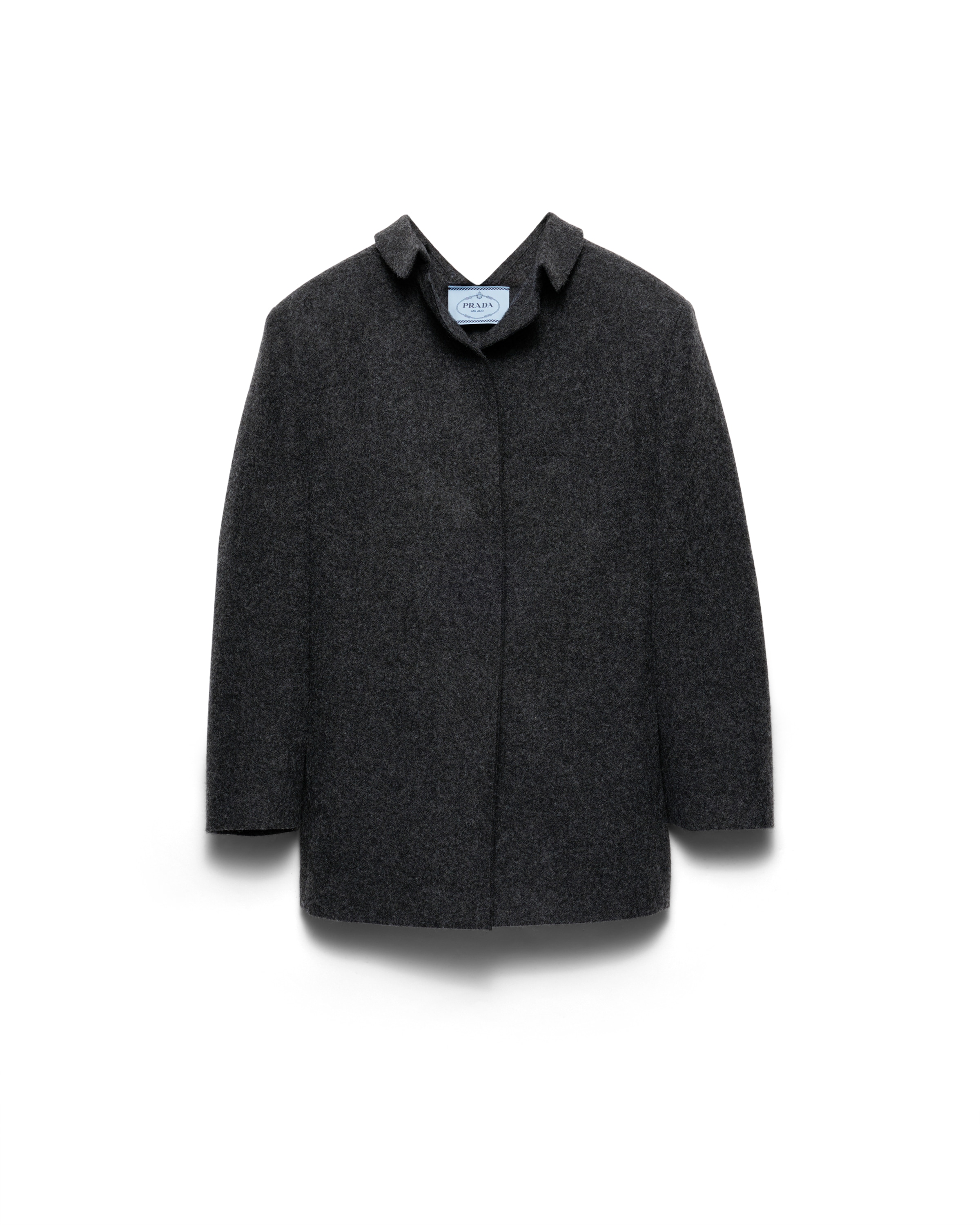 Prada Single-breasted Shetland Wool Jacket In Gray