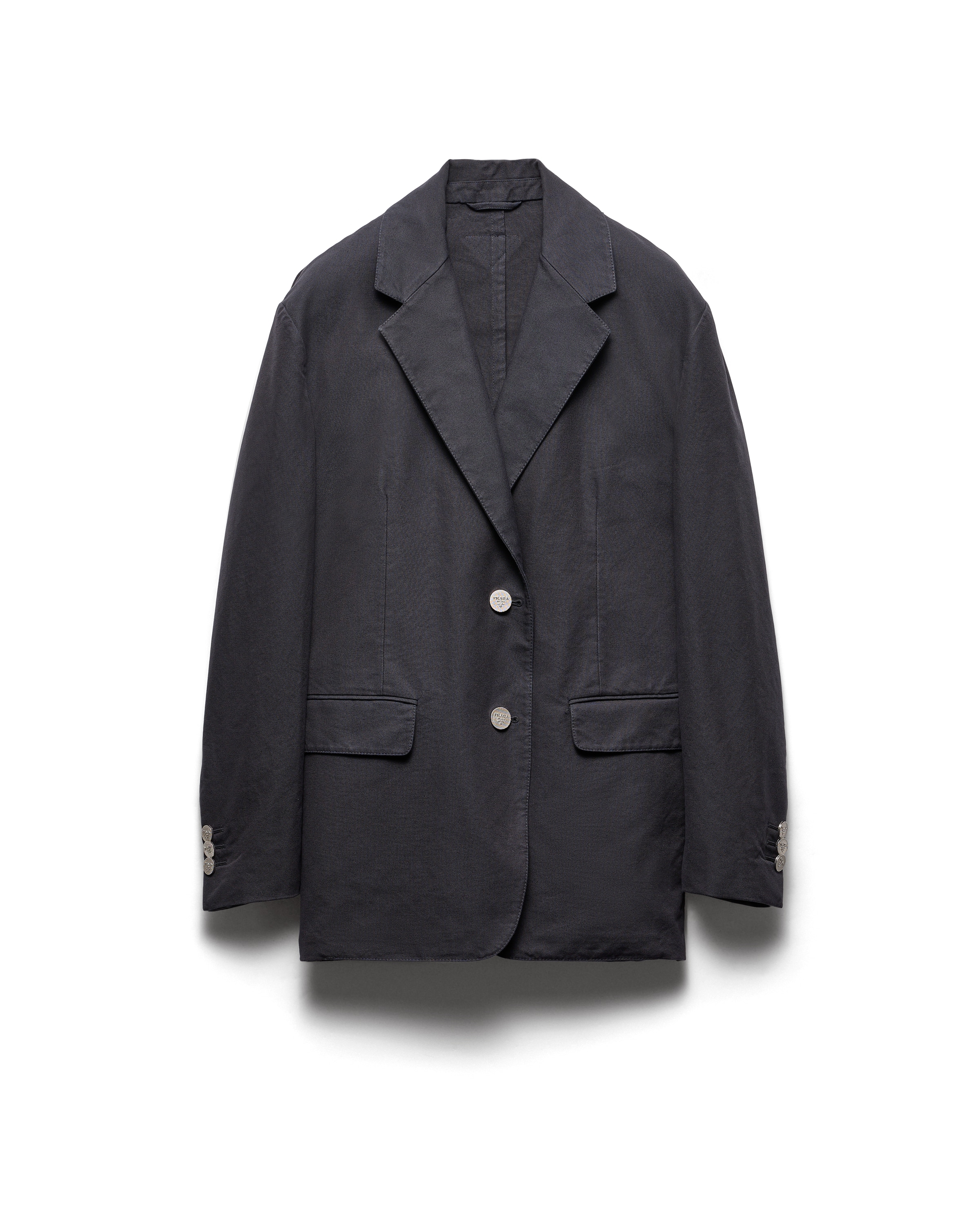 Prada Veste Droite En Toile Vieillie, Femme, Bleu, Taille 40