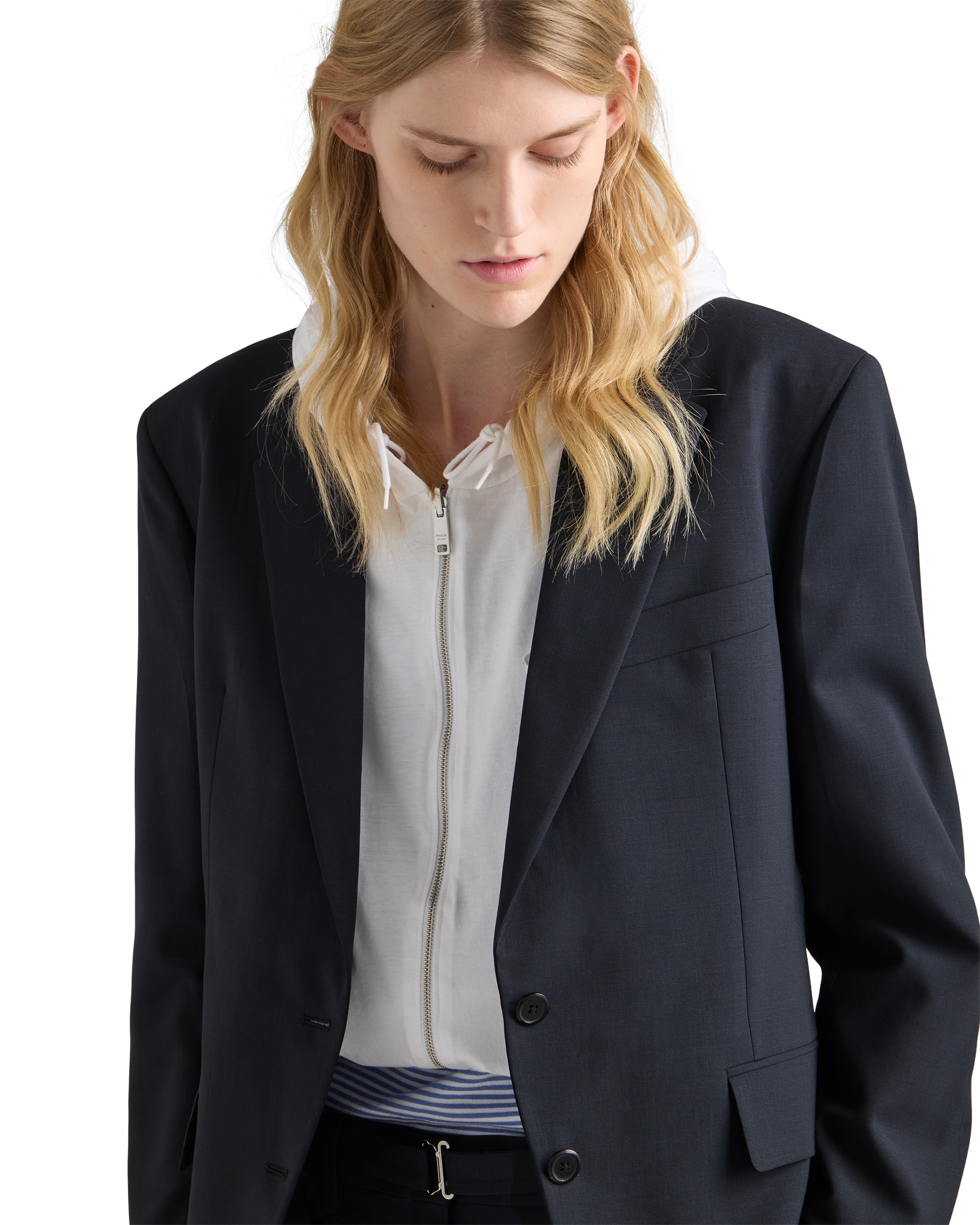 Prada Single-breasted Tailored Blazer In Blue