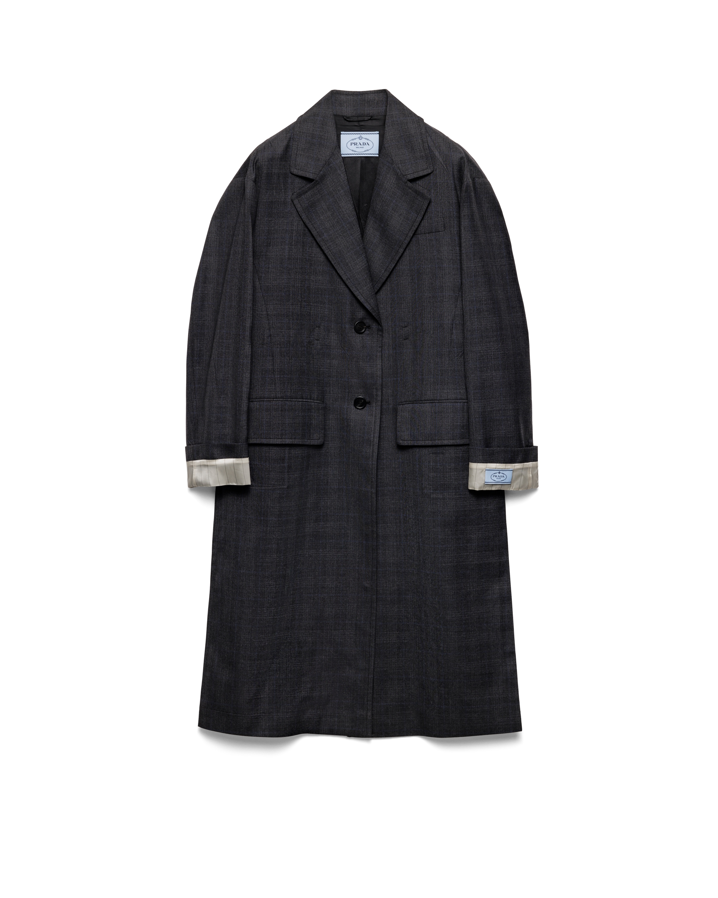 Prada Soprabito Monopetto In Lana, Donna, Antracite, Taglia 44