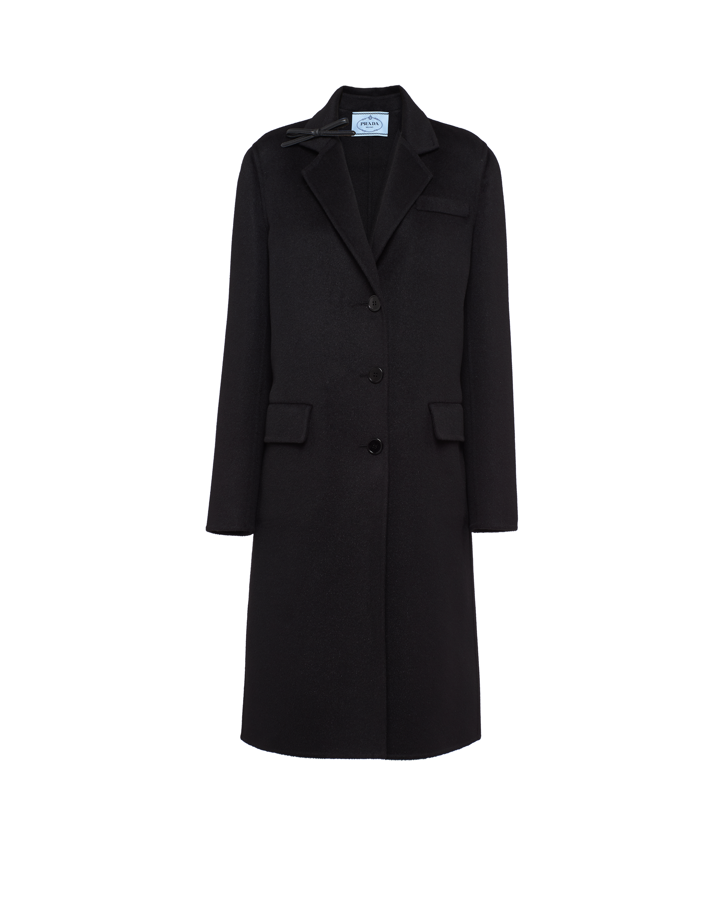 Black Single-breasted double cashgora coat | Prada