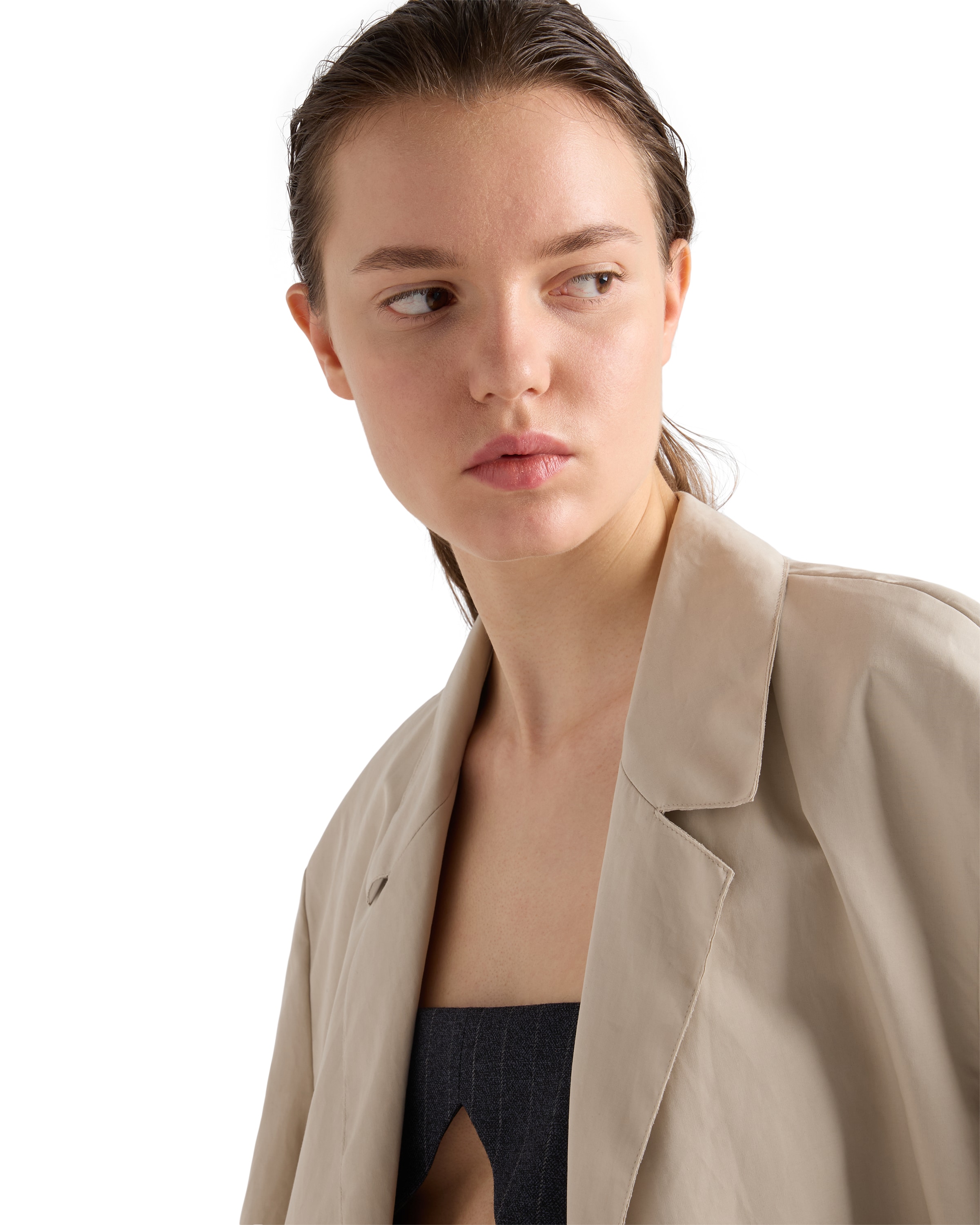Prada Single-breasted Coat In Neutral