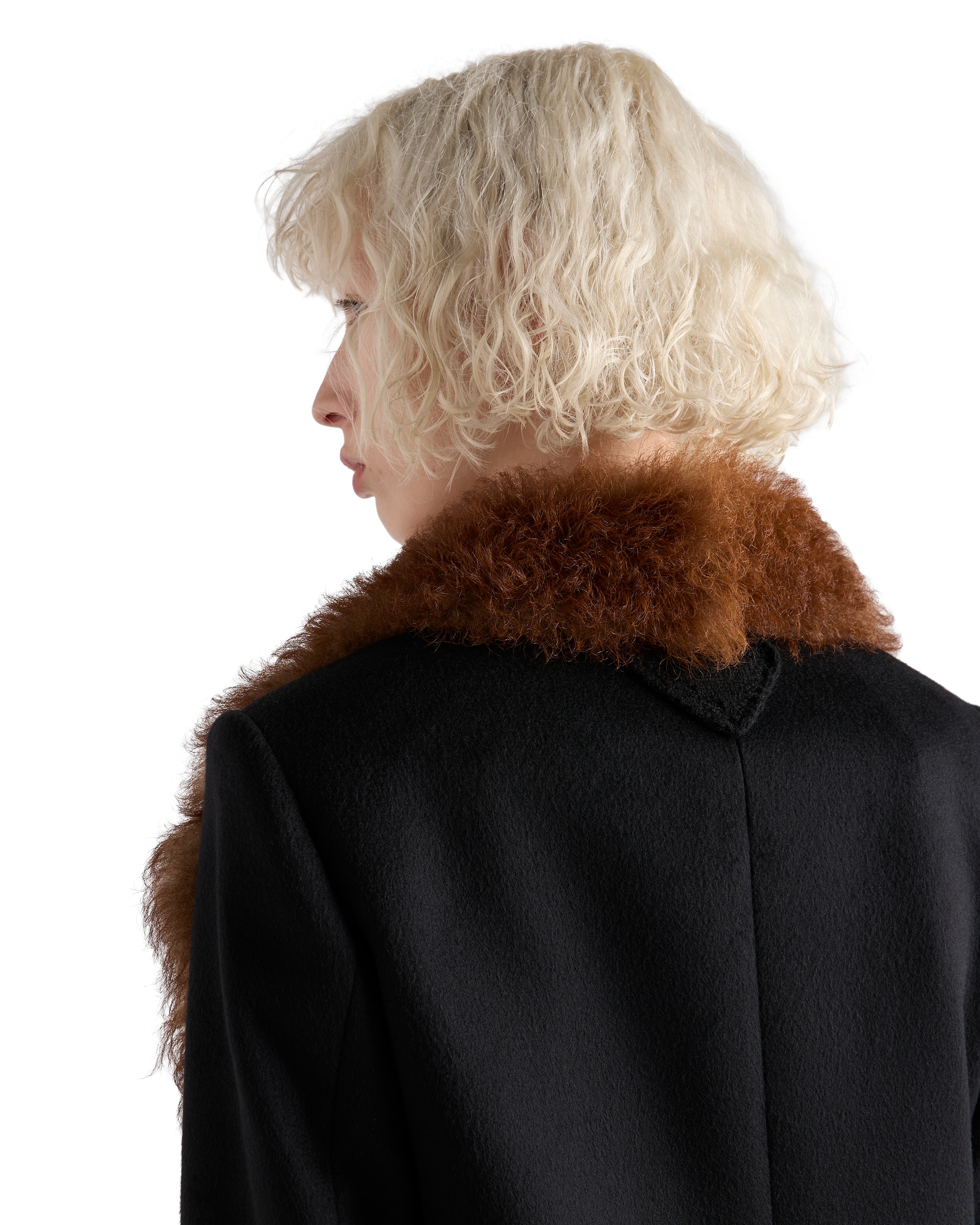 Prada Peak-lapels Coat In Black