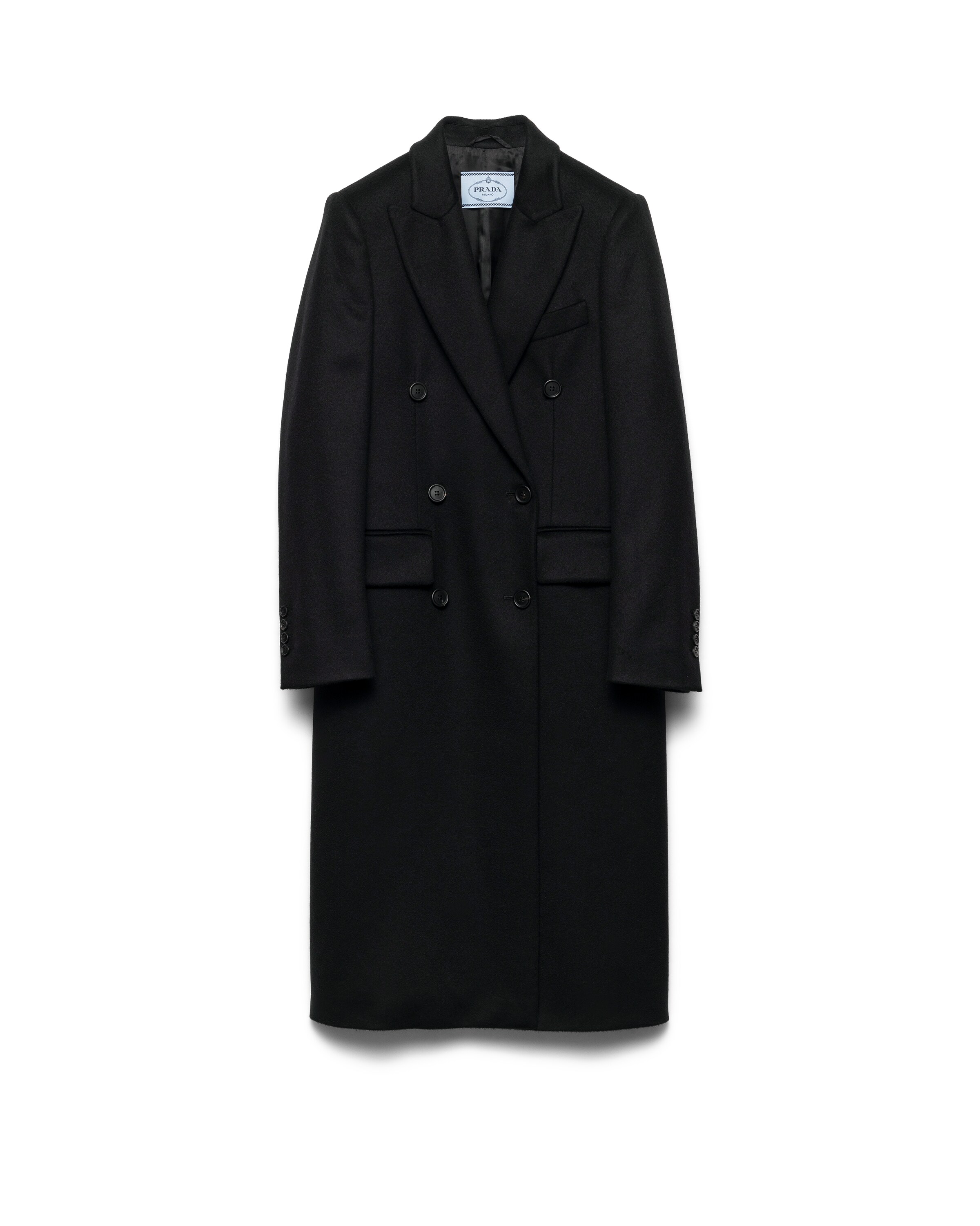 Prada Peak-lapels Coat In Black