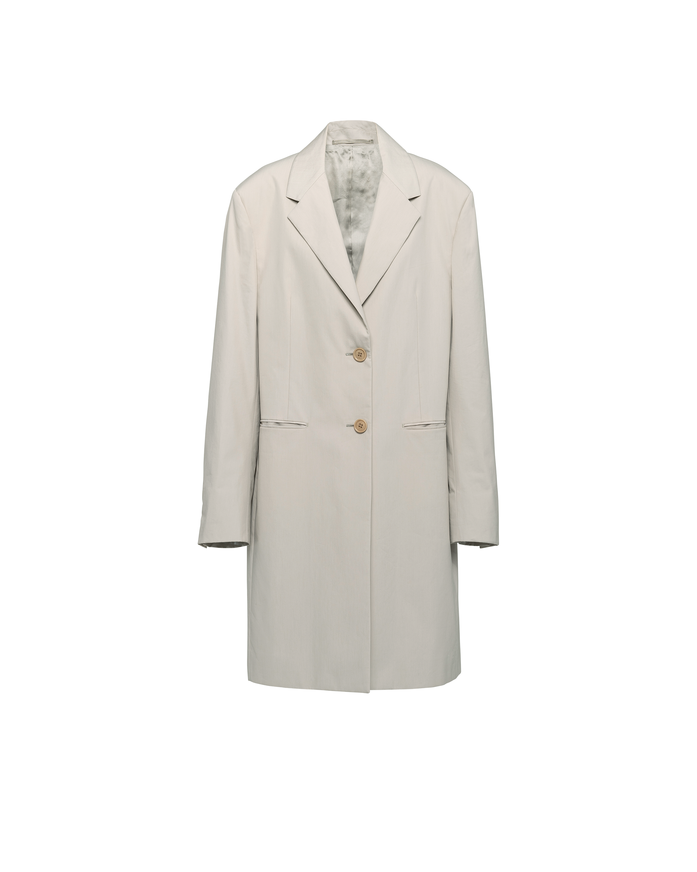 Prada Single-breasted Cotton Coat In Limestone