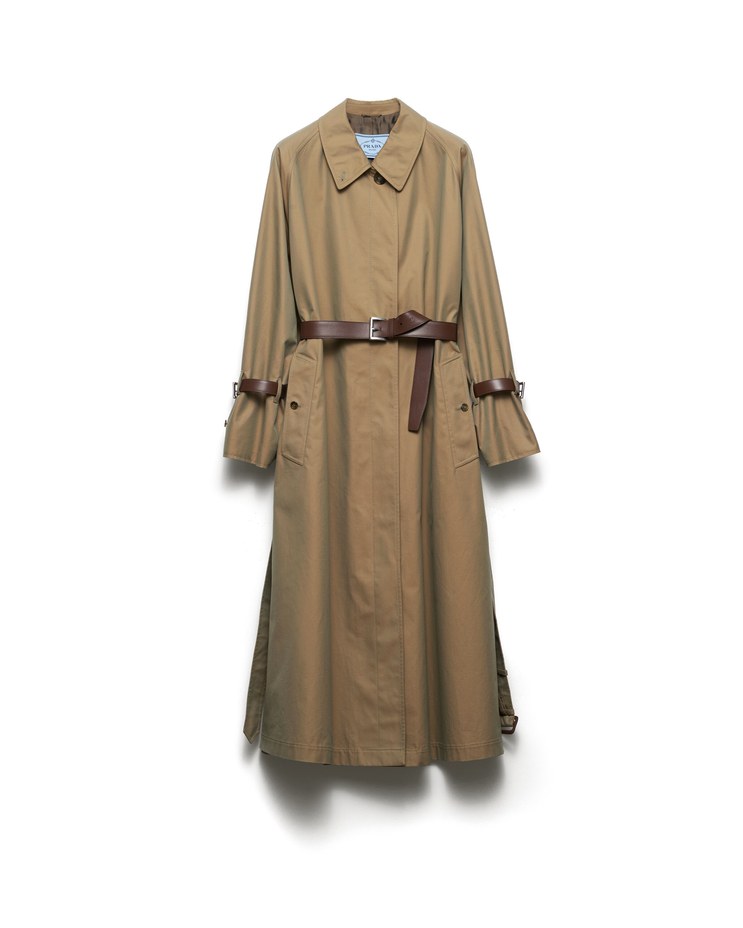 Prada Trench Droit En Sergé De Coton, Femme, Vert Olive, Taille 42