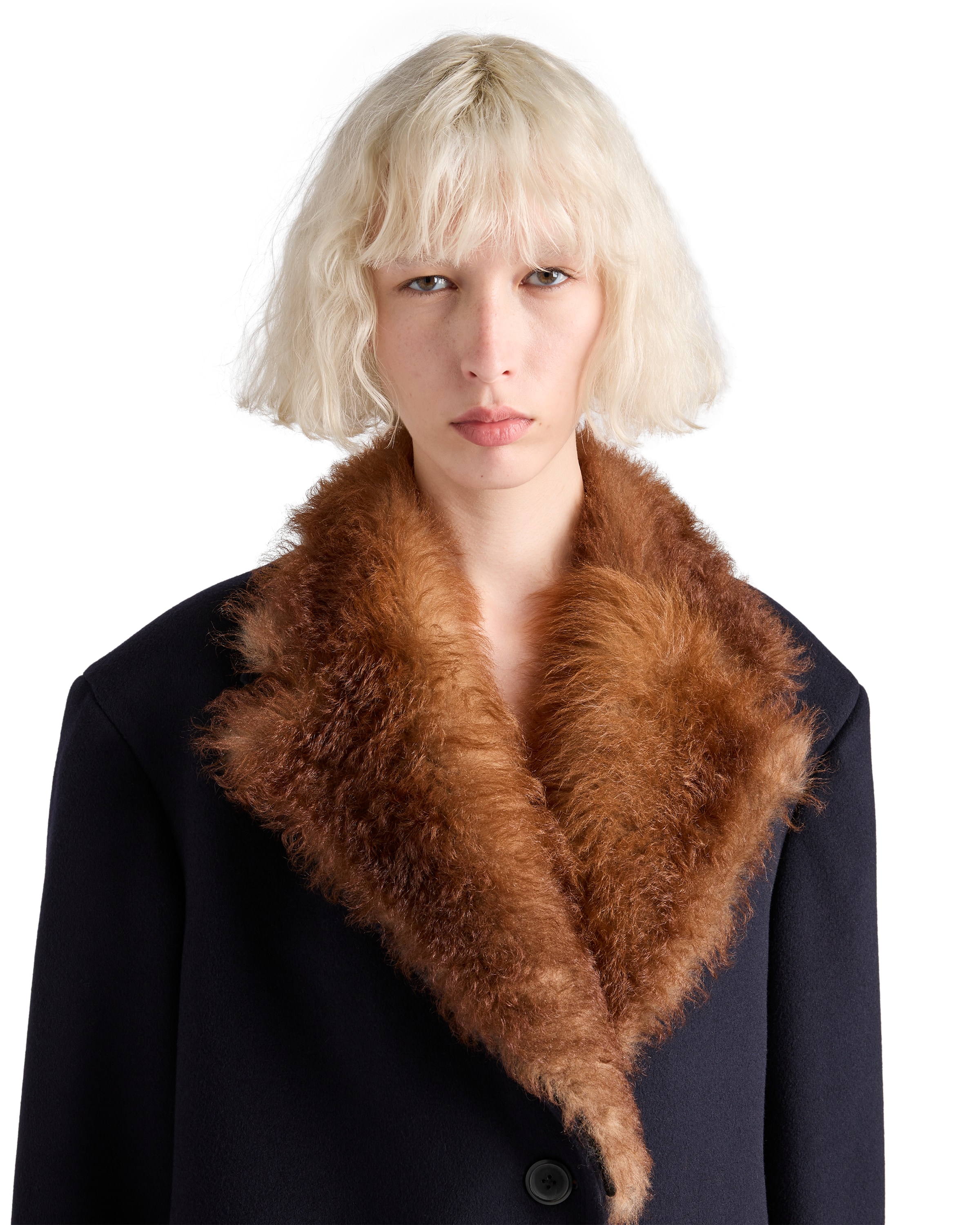 Prada Women's Single-breasted Cloth Coat In Blue