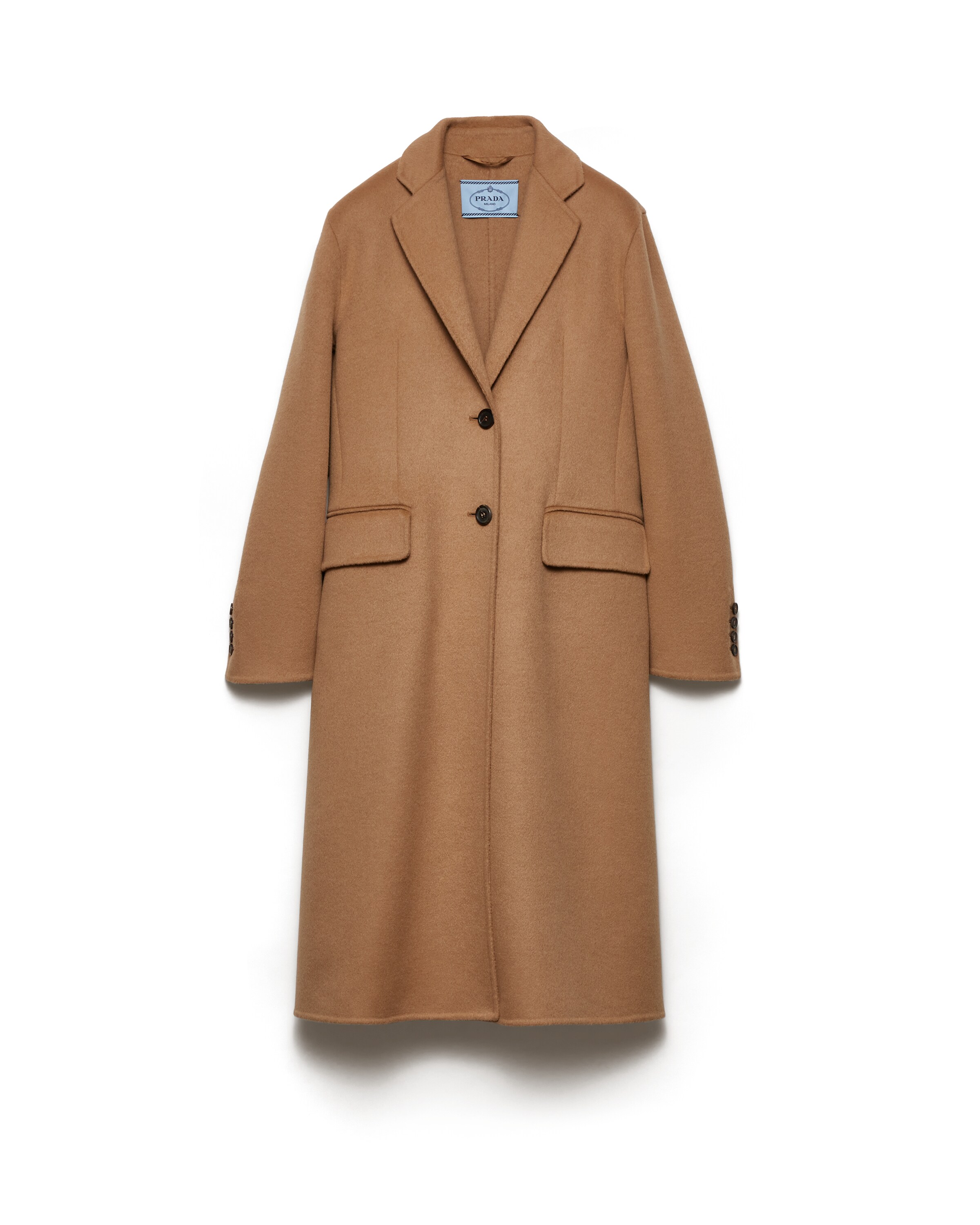Prada Cappotto Monopetto In Cashgora, Donna, Cammello, Taglia 38