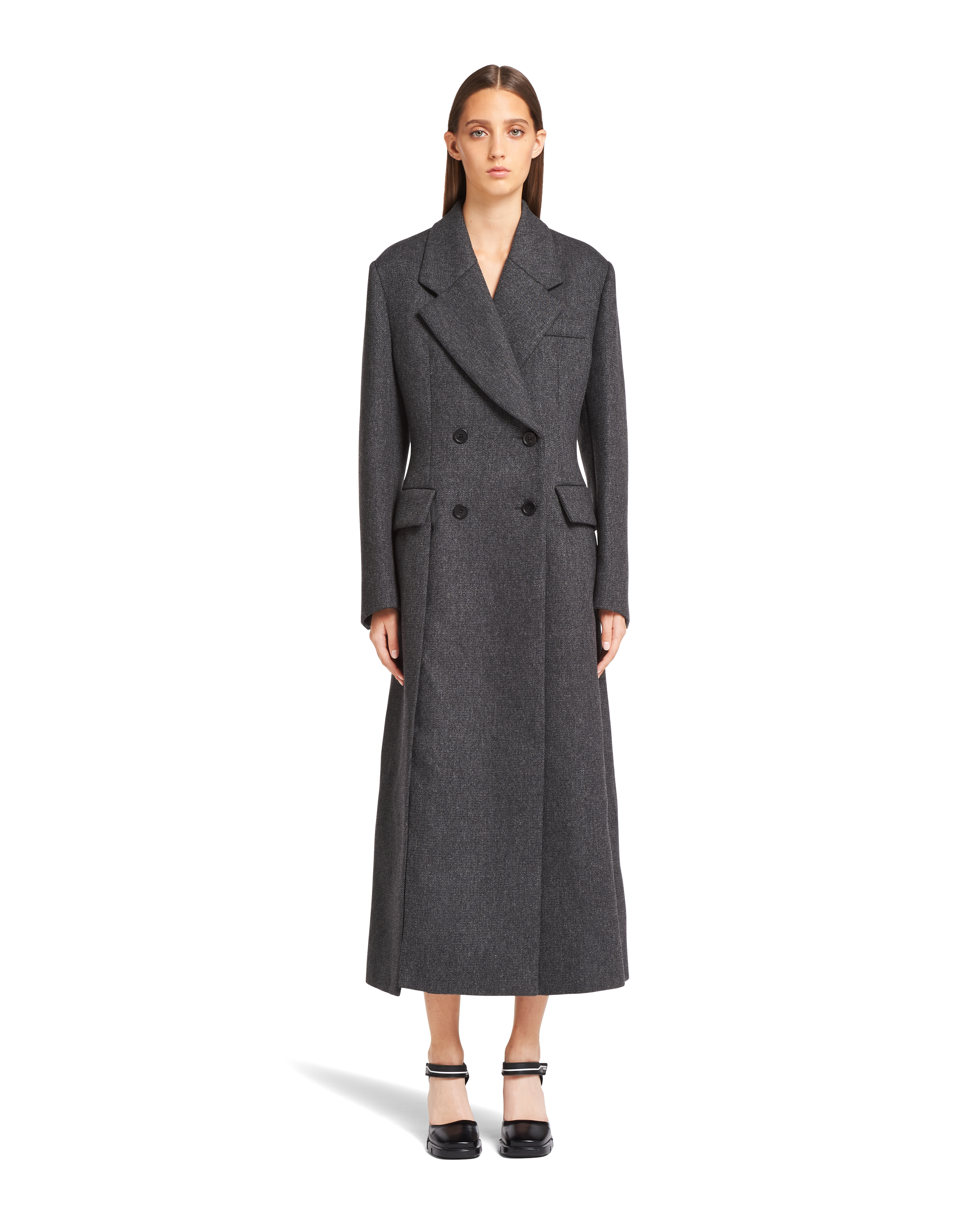 Double-breasted textured wool coat | Prada