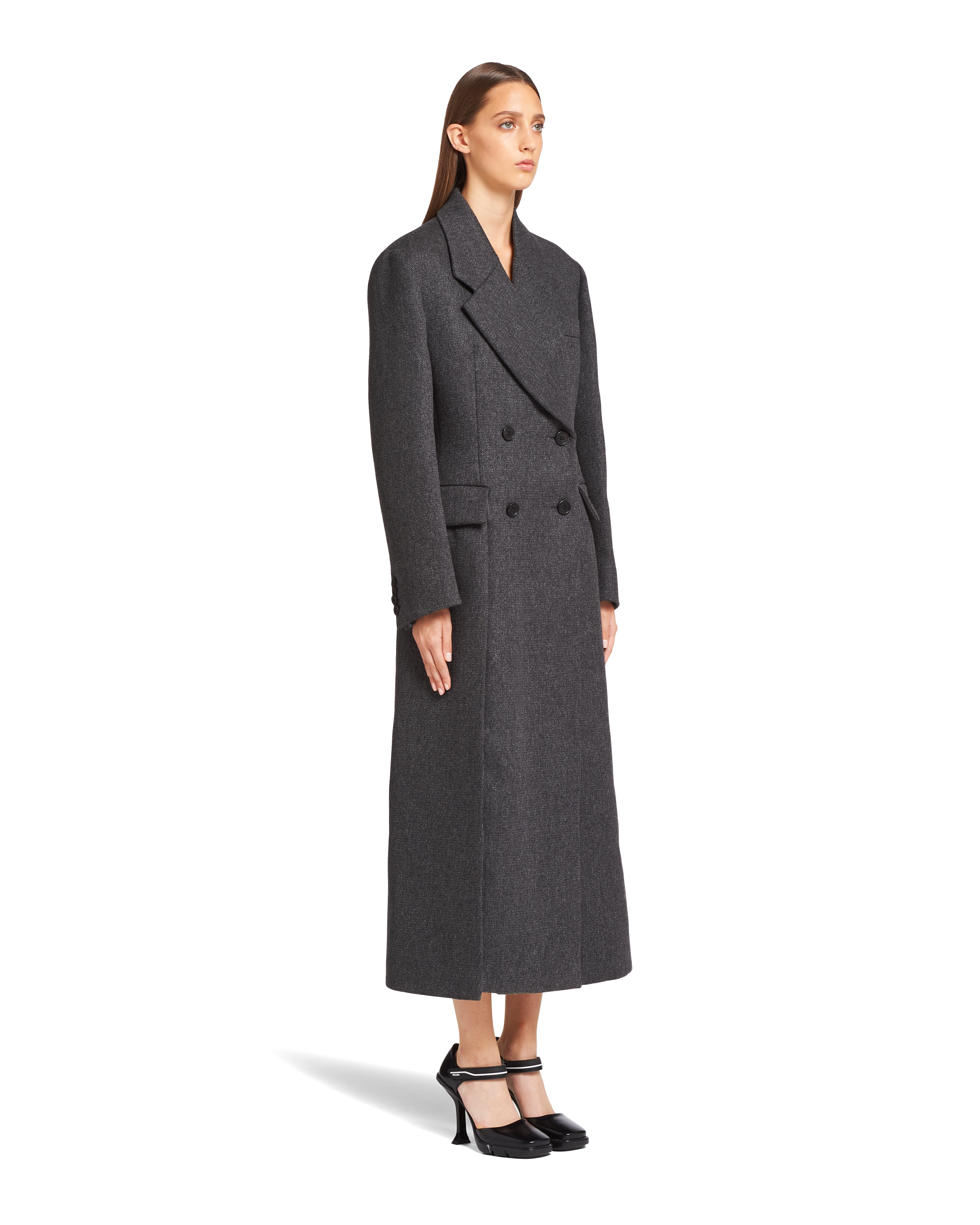 Double-breasted textured wool coat | Prada