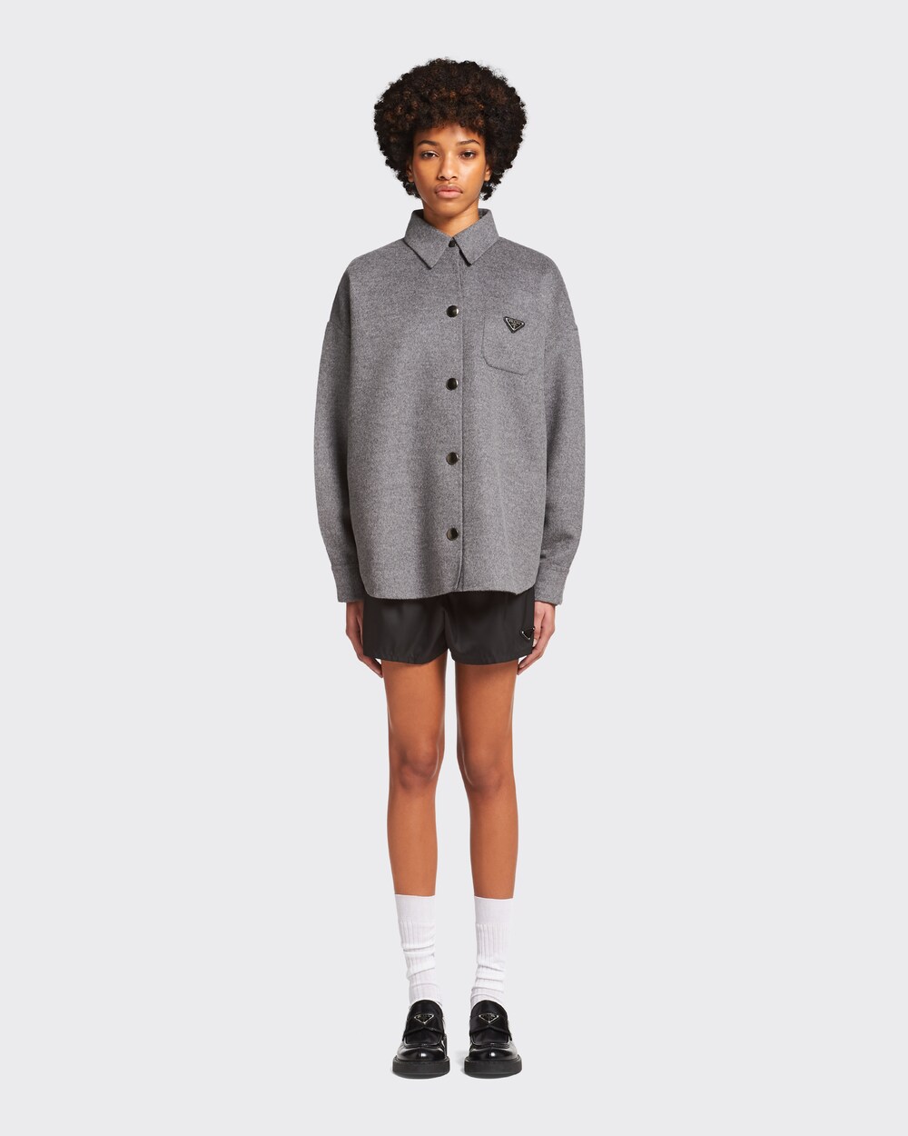 Grey Cashgora caban jacket | Prada