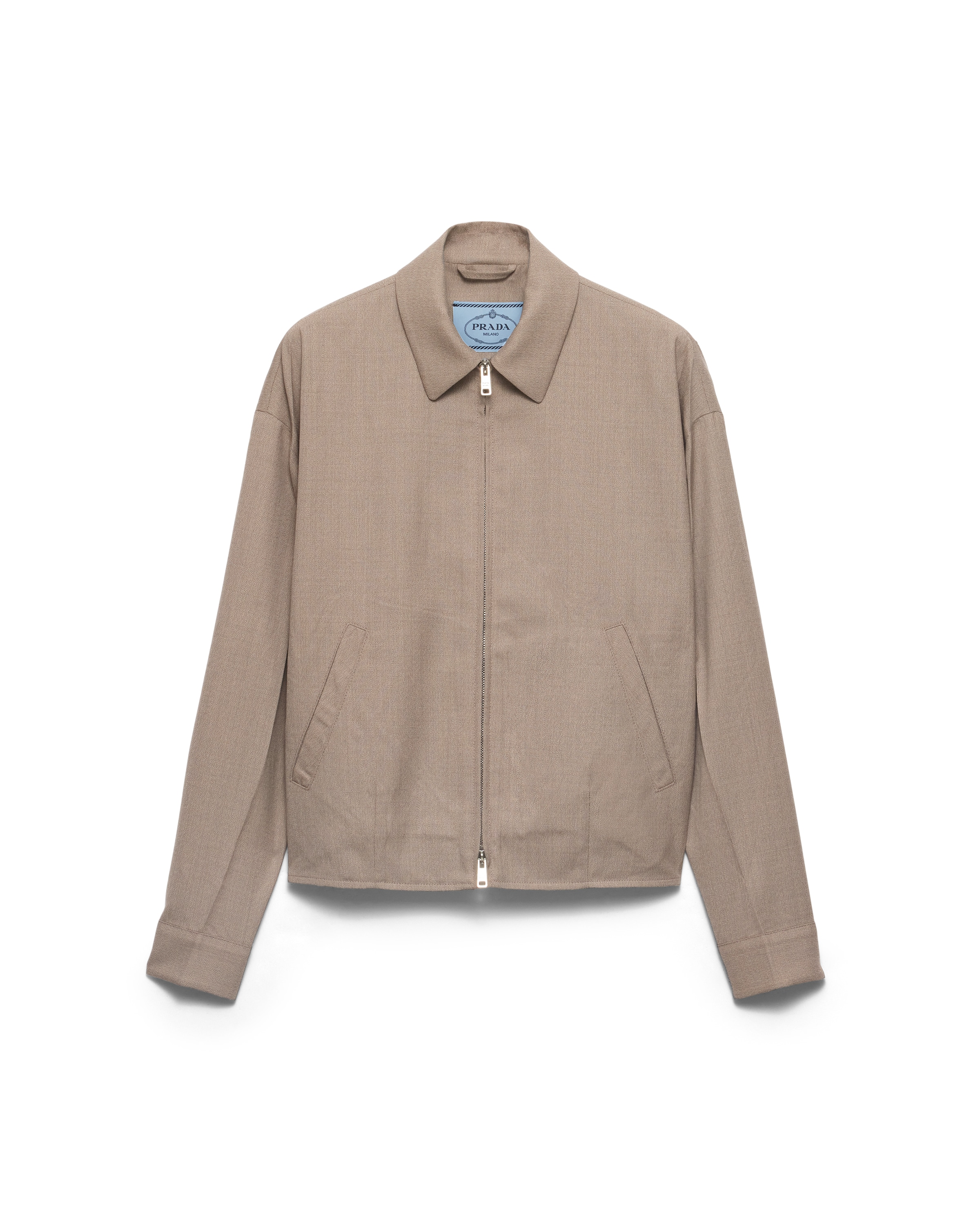 Prada Blouson En Laine Moulinée, Femme, Beige Sable, Taille 44
