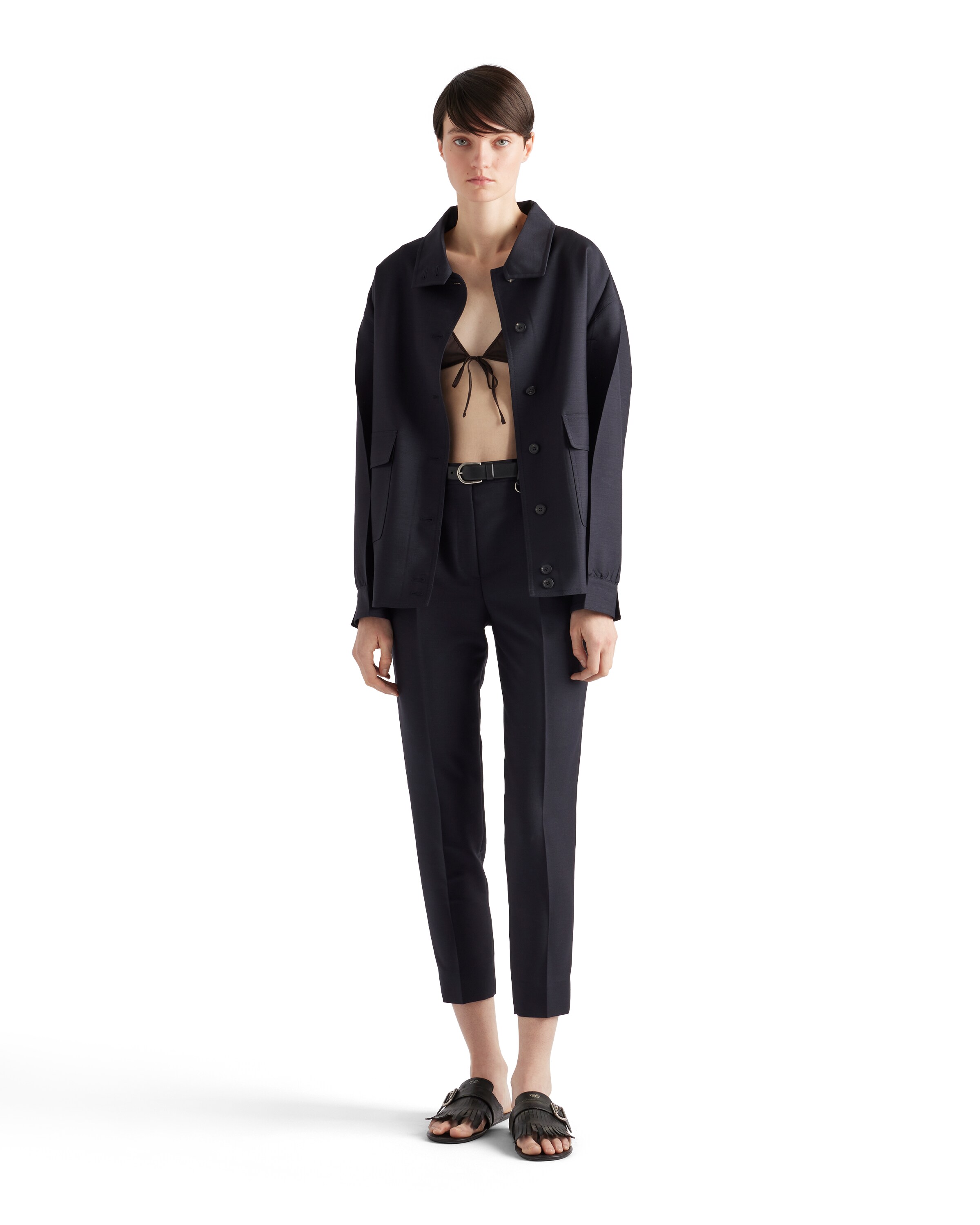 Prada Mohair Wool Jacket In Blue