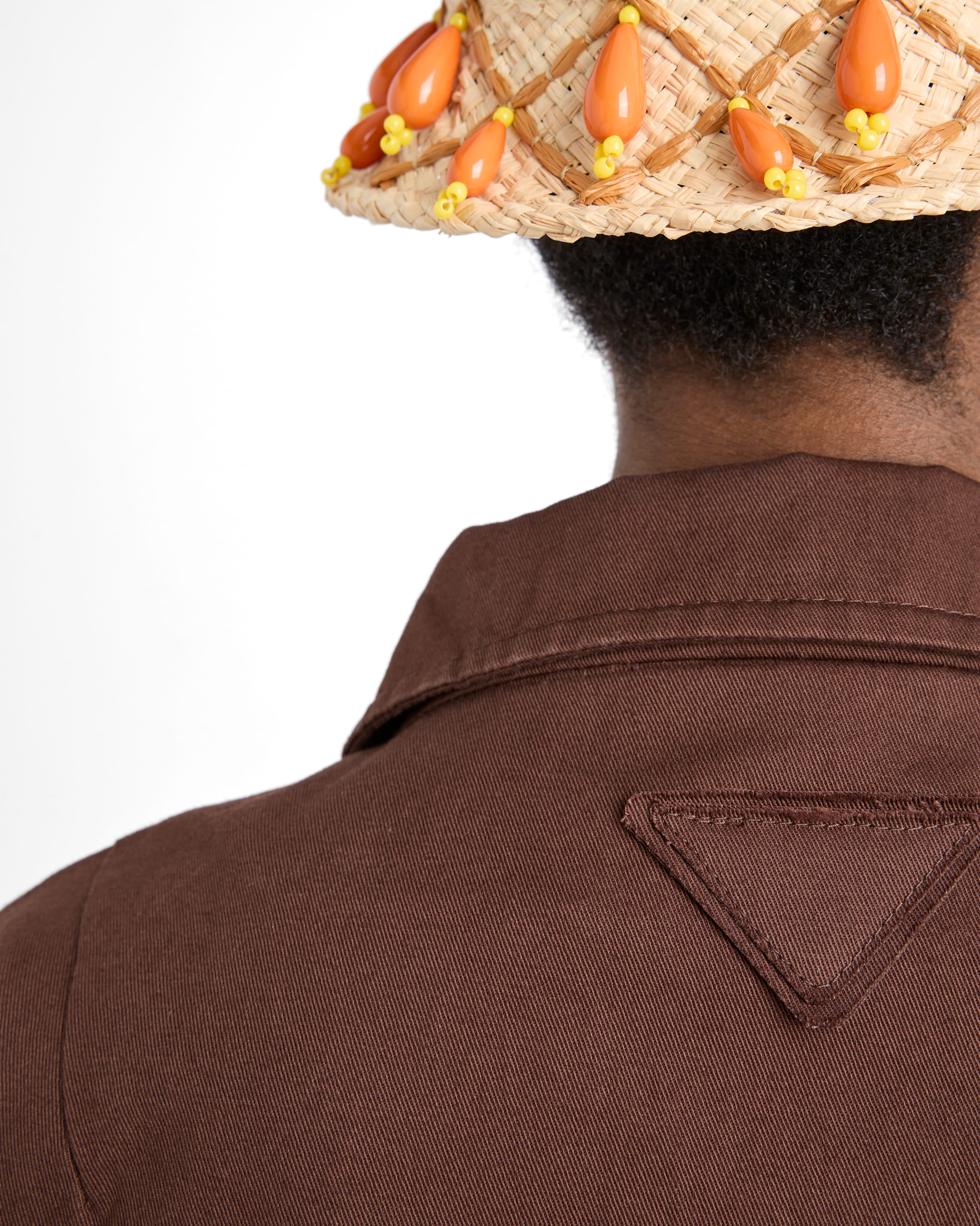 Prada Brown High Neck Jacket In Brown