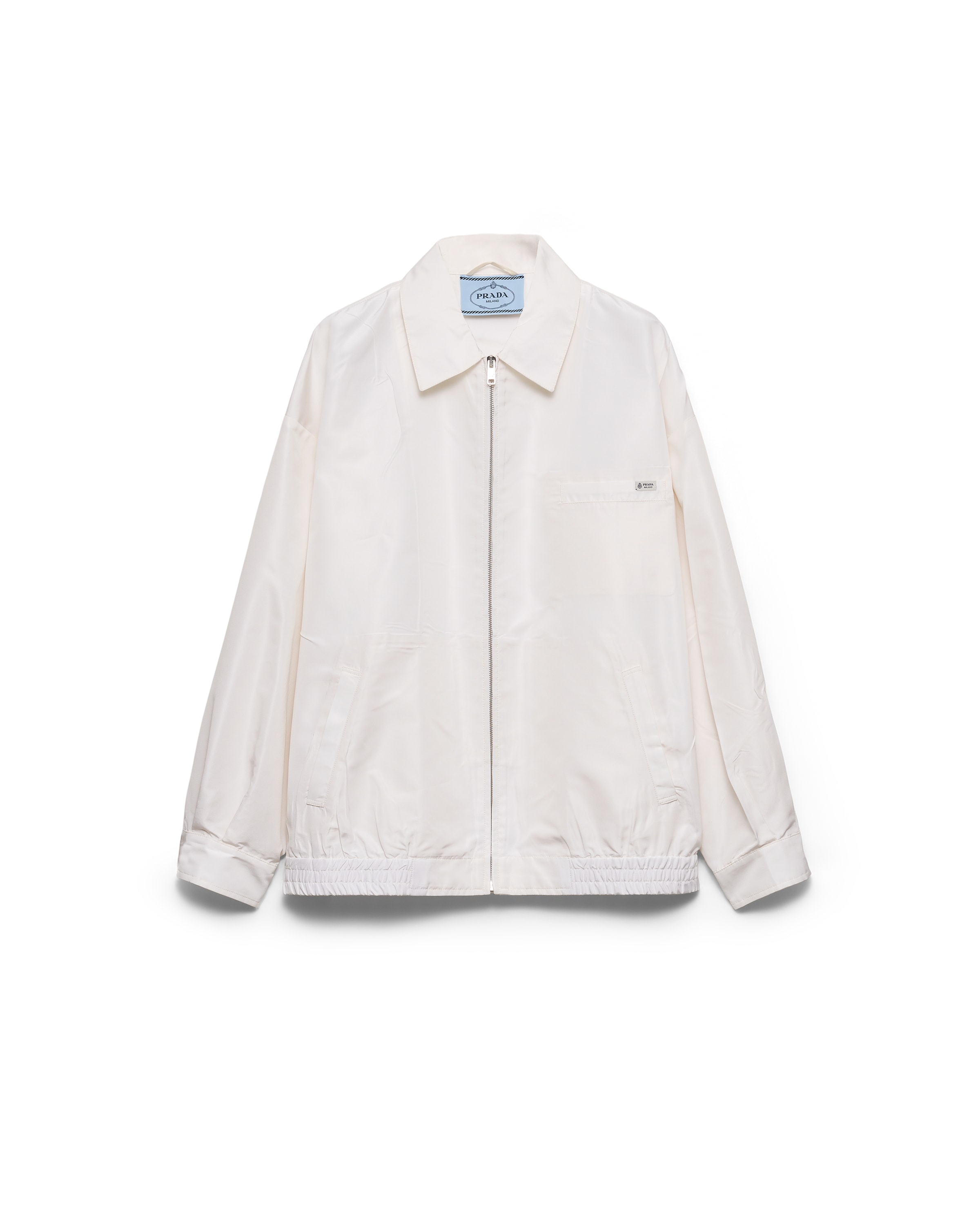 Prada Silk Faille Blouson Jacket In White