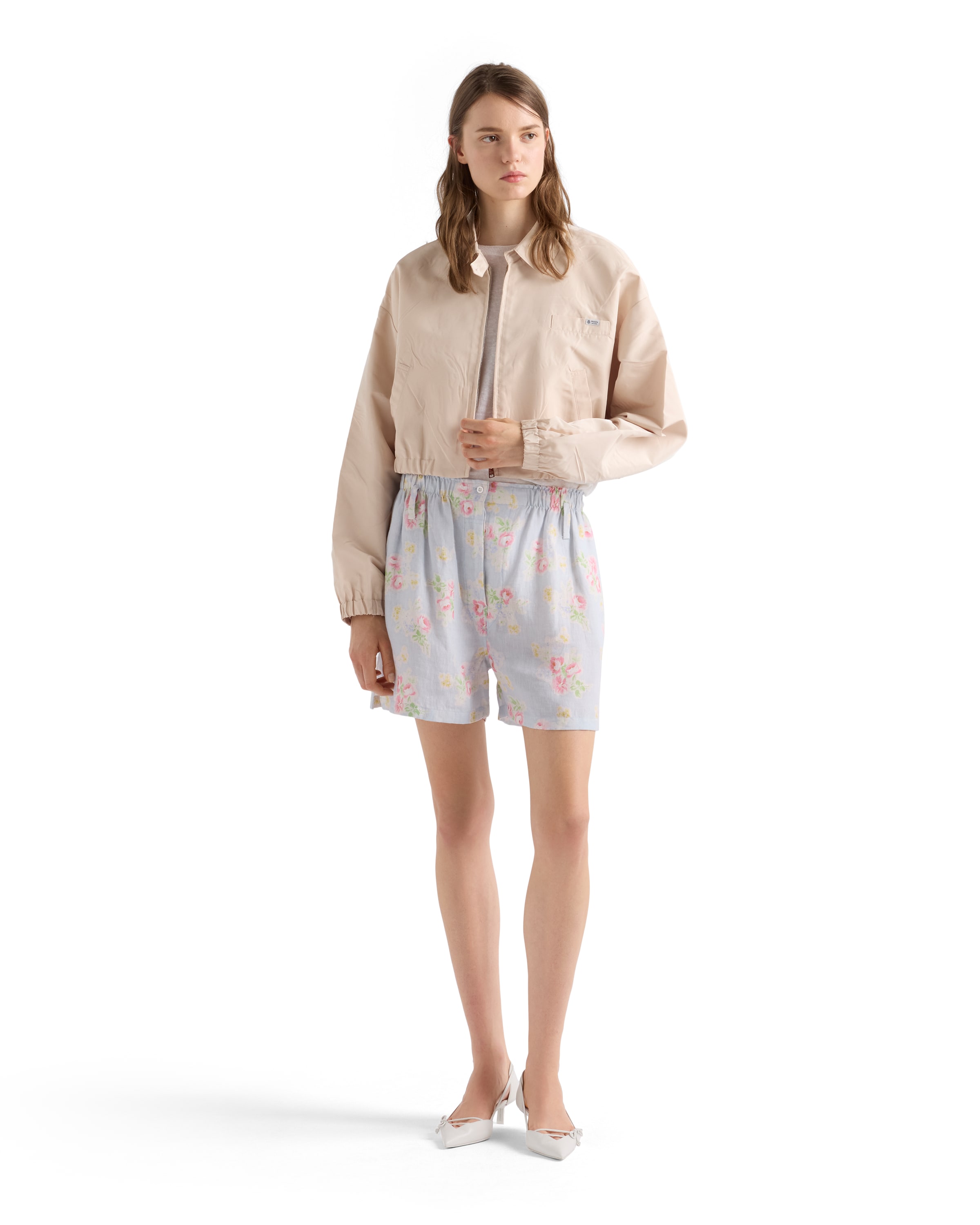 Prada Faille Blouson Jacket In Neutral