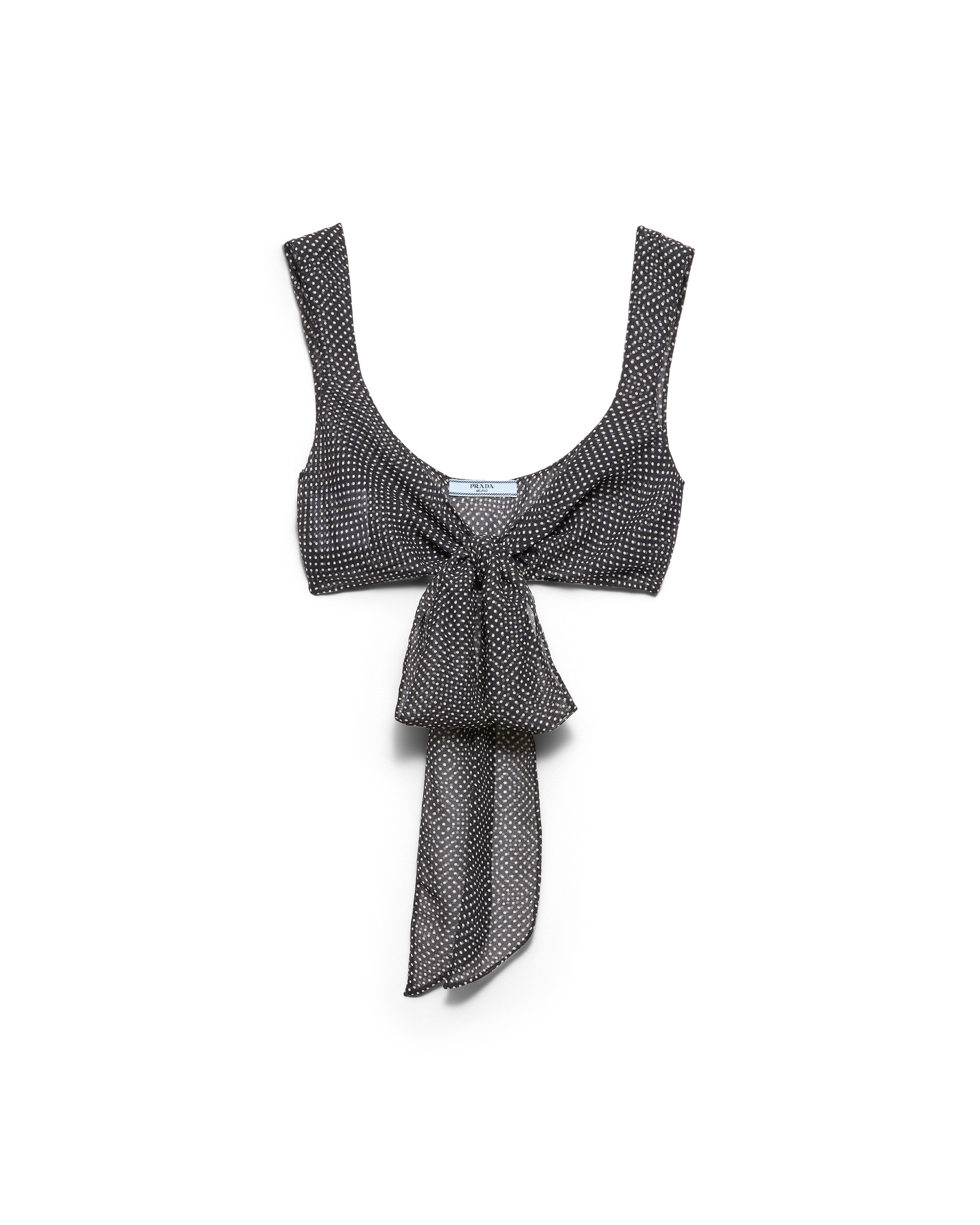 Prada Bralette En Mousseline De Soie À Pois, Femme, Noir, Taille 36