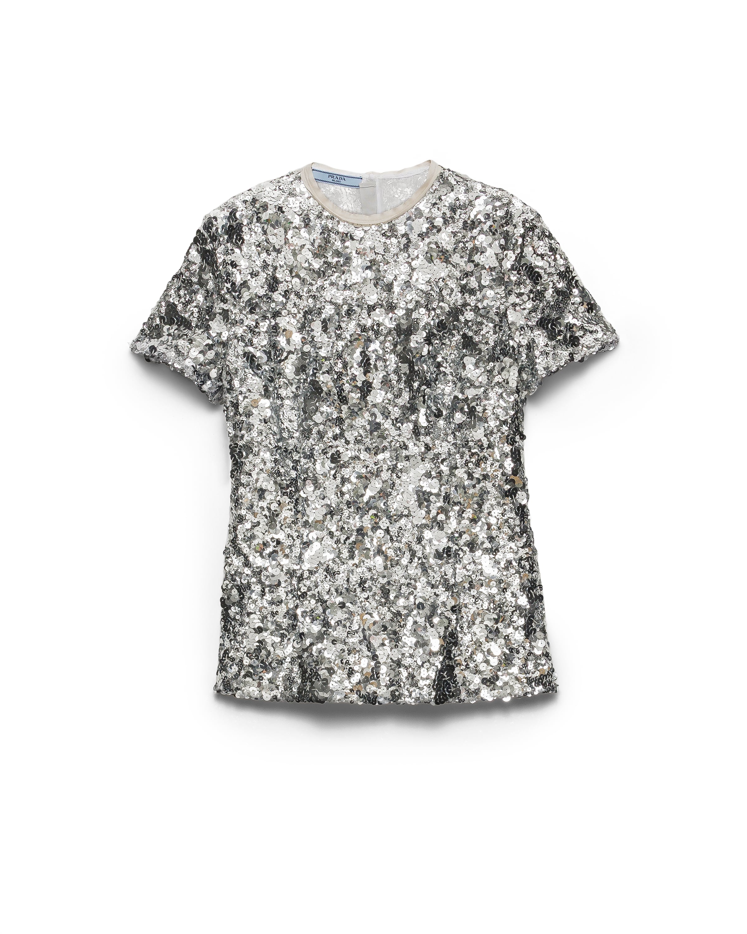 Prada Haut À Sequins Brodé, Femme, Argent, Taille 44