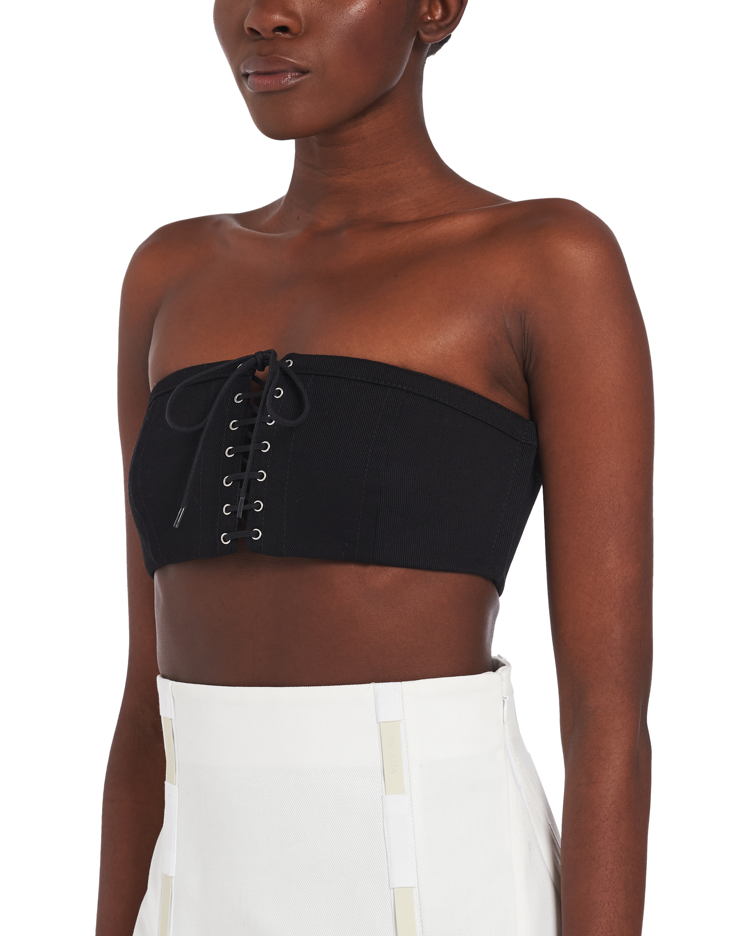 Black Drill Crop Top PRADA