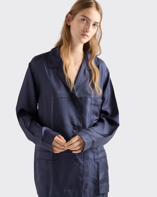 Pyjama en sergé de soie - Bleu Pyjama en sergé de soie - Bleu