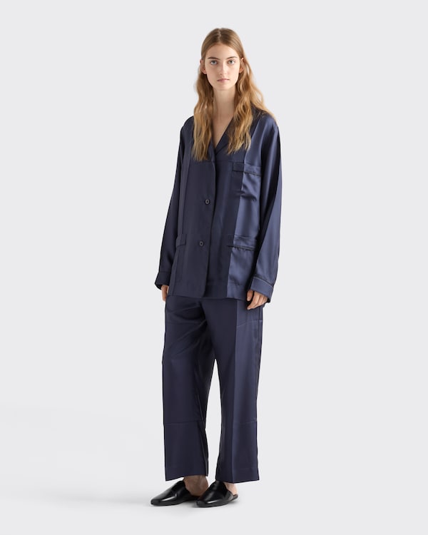 Pyjama en sergé de soie - Bleu Pyjama en sergé de soie - Bleu