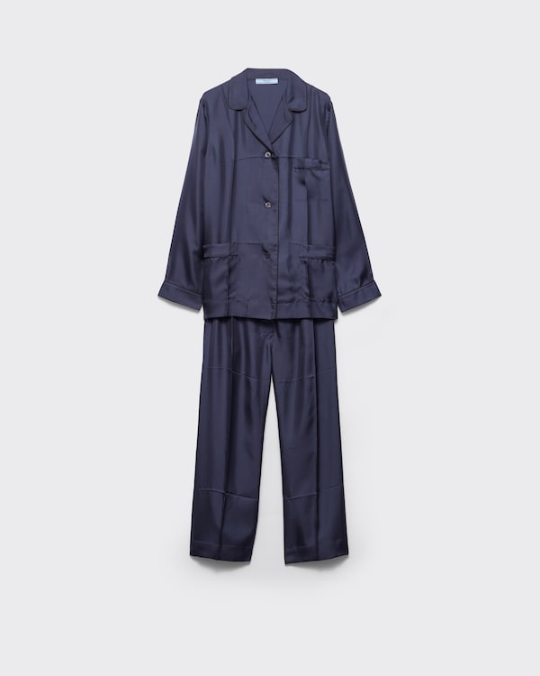 Pyjama en sergé de soie - Bleu Pyjama en sergé de soie - Bleu