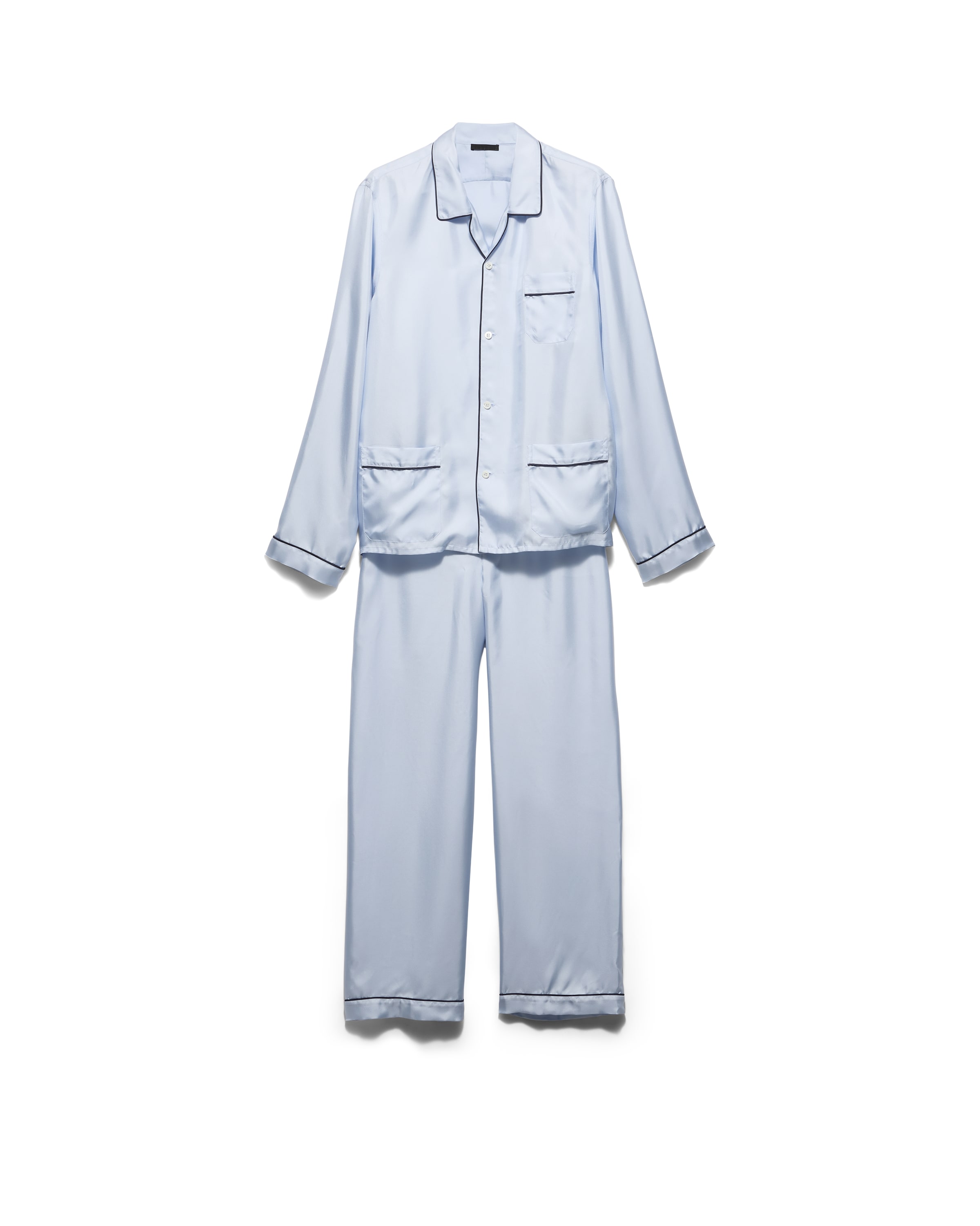 Prada Silk Twill Pajamas In Blue