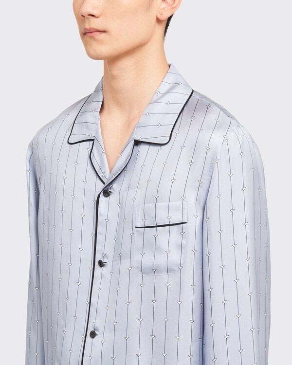 Silk twill pajamas - ライトブルー+ホワイト Silk twill pajamas - ライトブルー+ホワイト