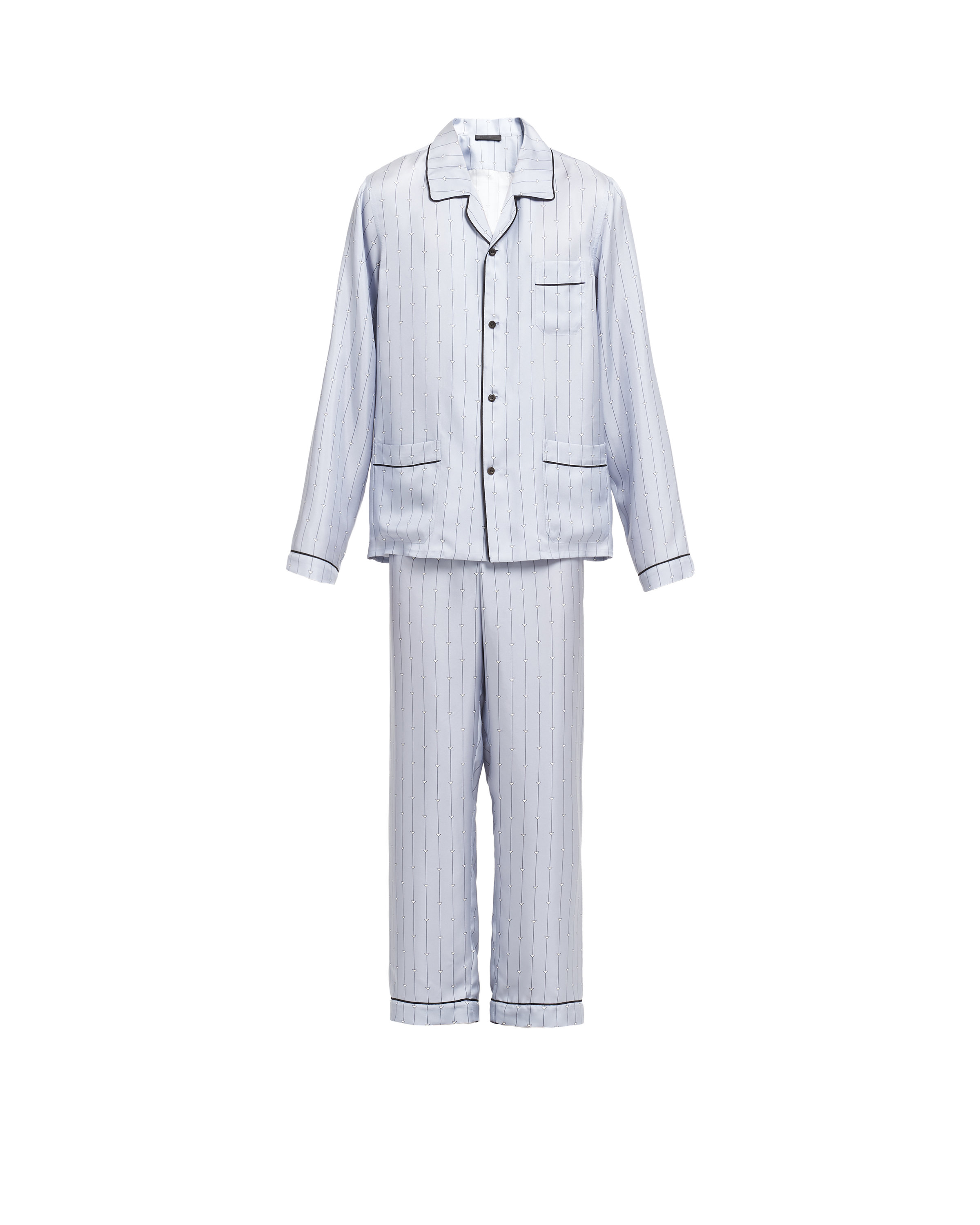 Astral Blue white Silk Twill Pajamas PRADA
