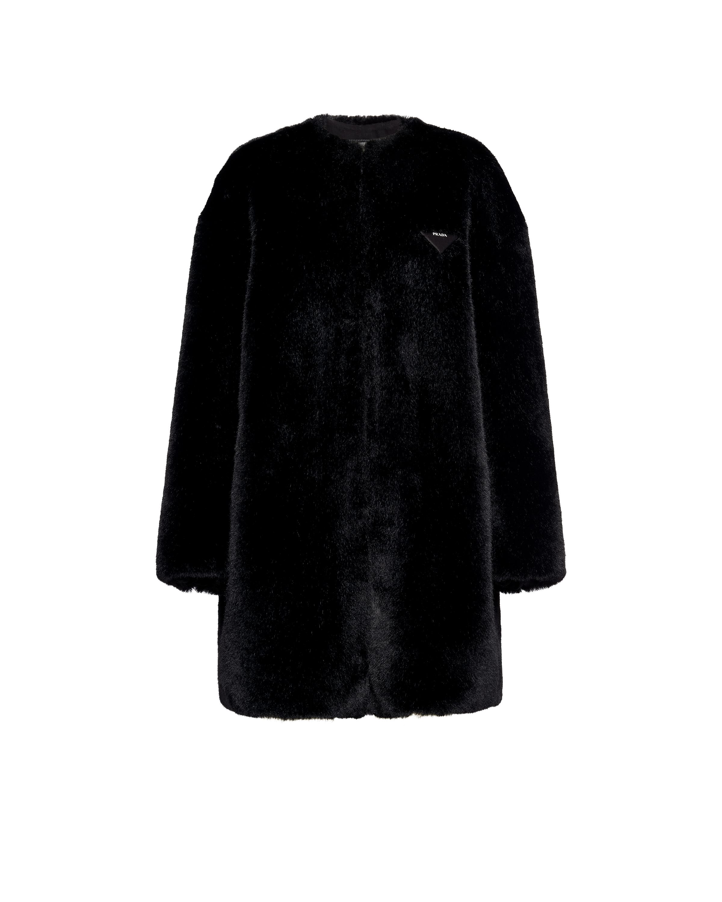 Prada Womens Black Aspen Round-neck Faux-fur Coat In Black