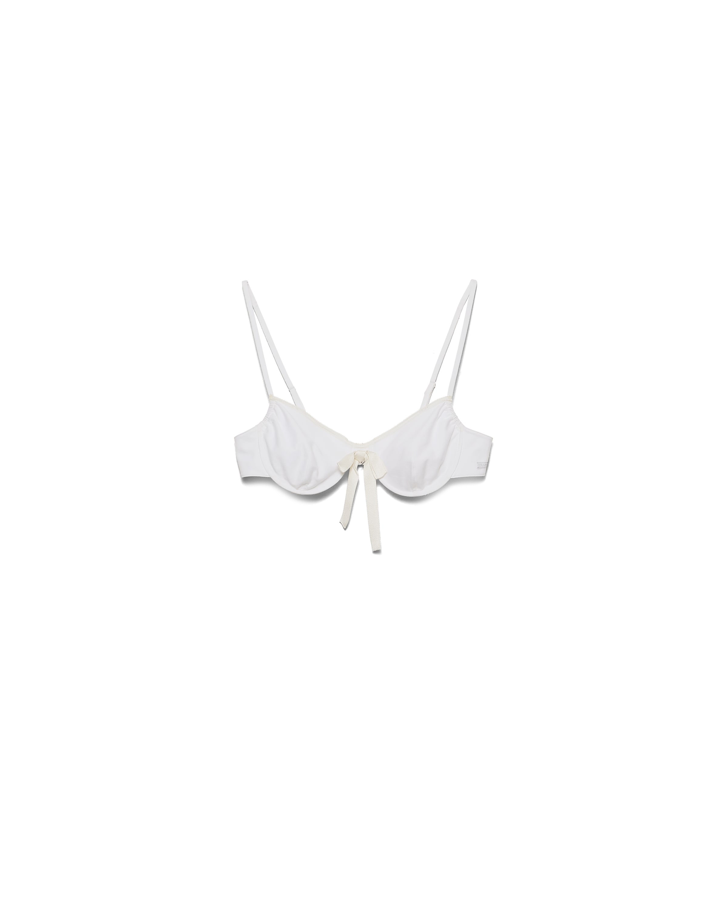 Prada Reggiseno In Jersey Con Fiocco, Donna, Bianco, Taglia 3