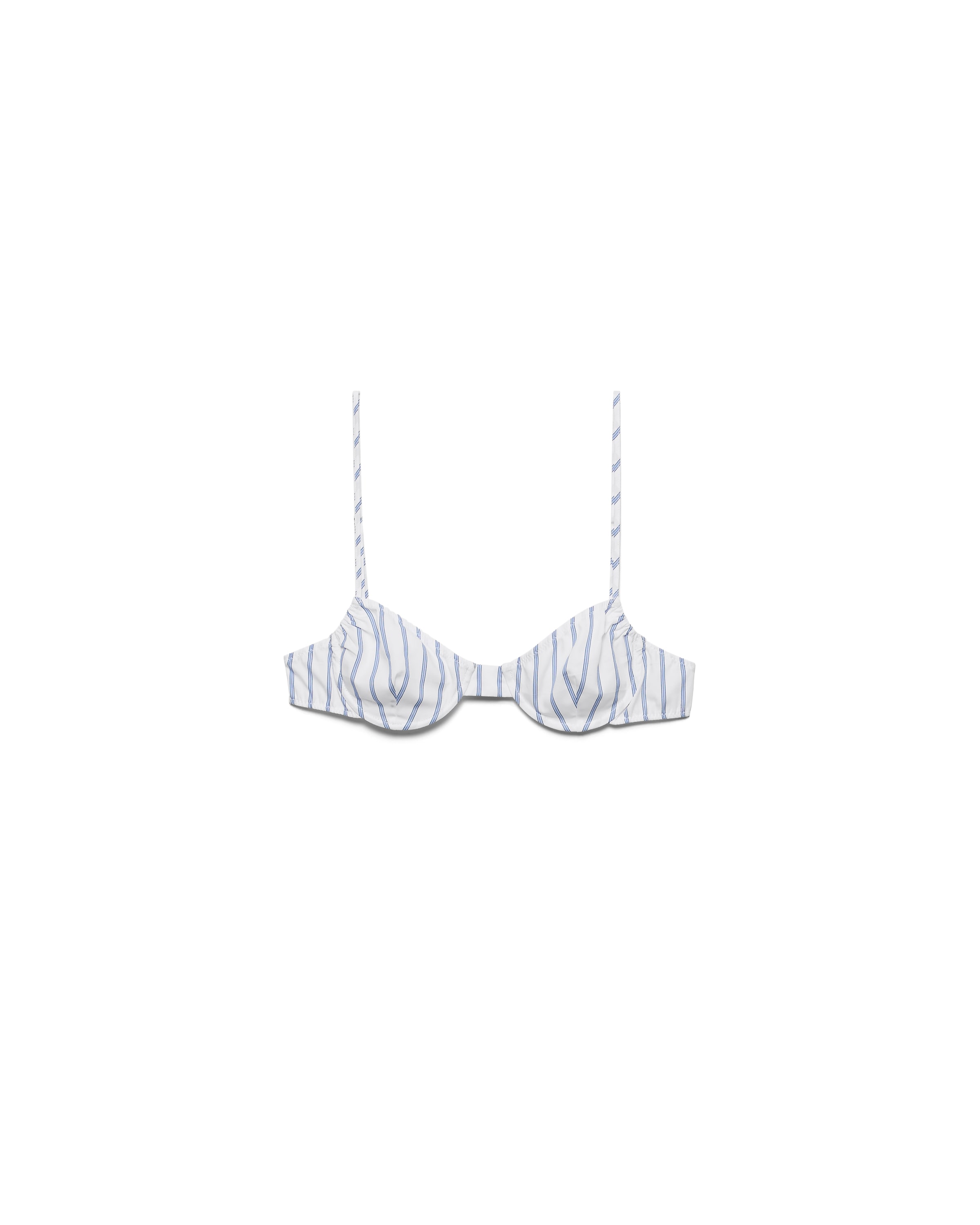 Prada Striped Poplin Bra In White