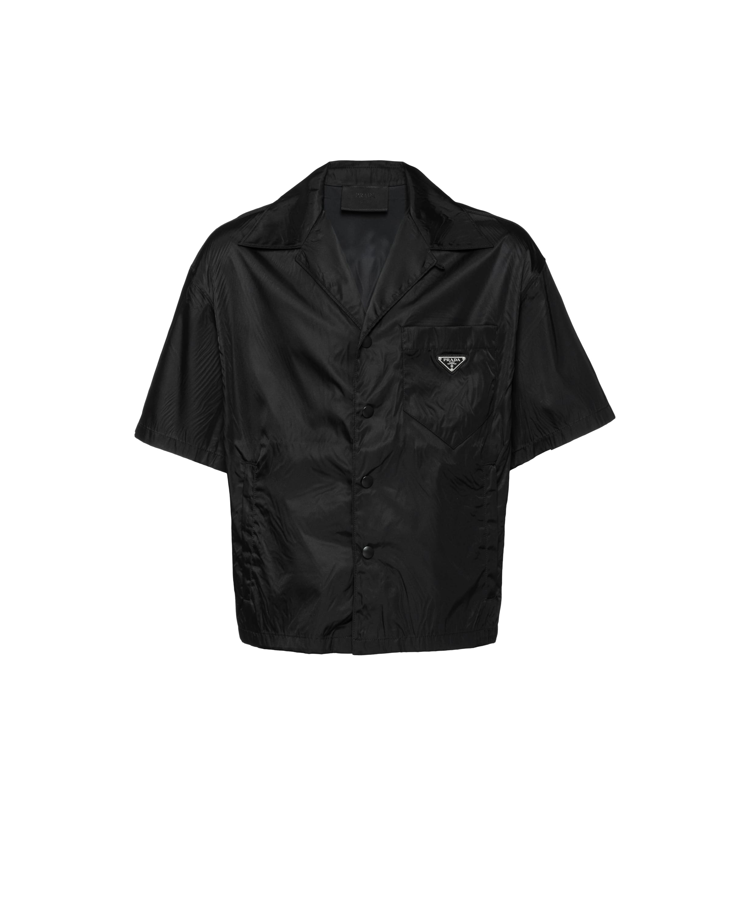 Prada Mens Black Re-nylon Short-sleeve Woven Shirt Xl | ModeSens
