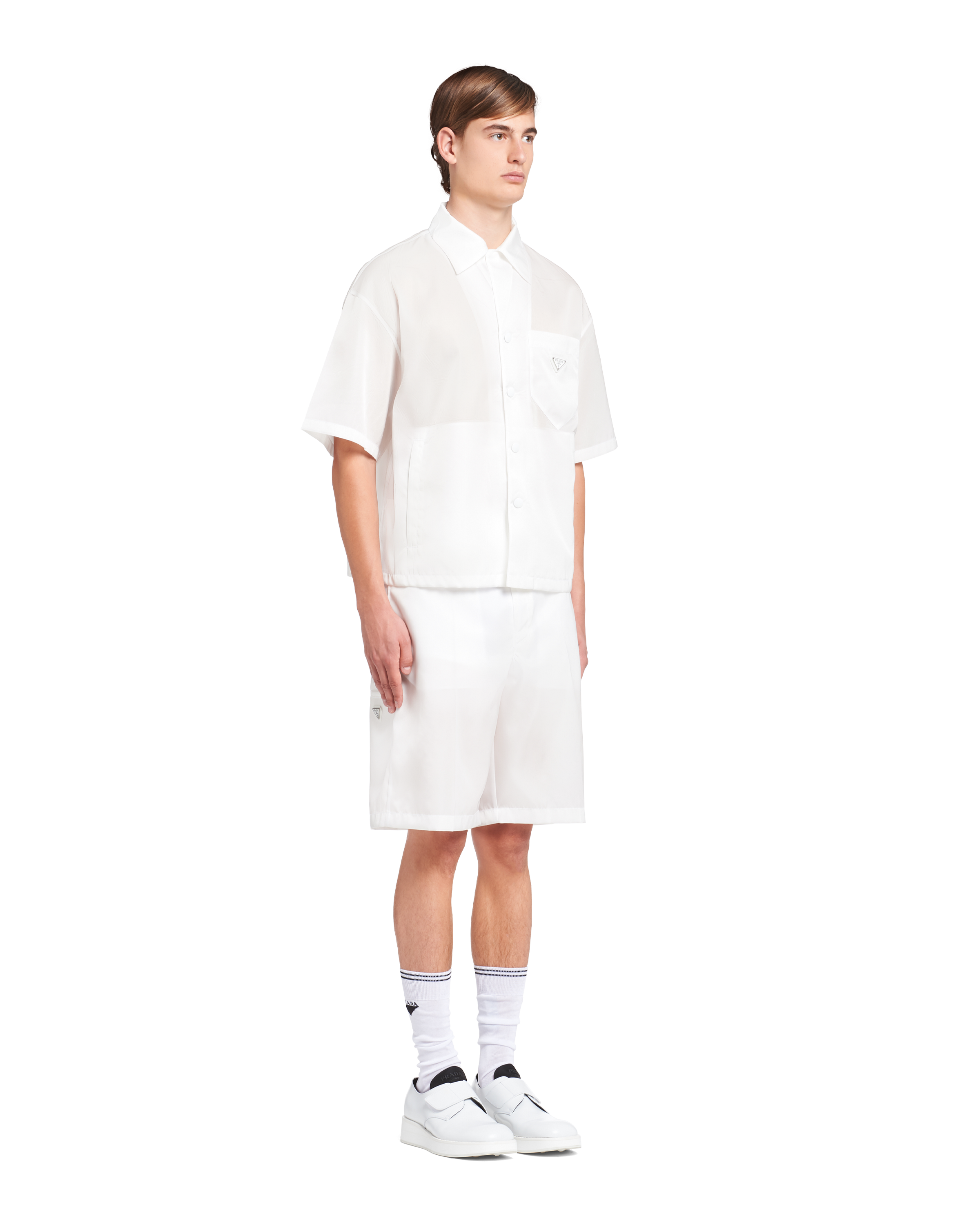 White Re nylon Short sleeved Shirt PRADA