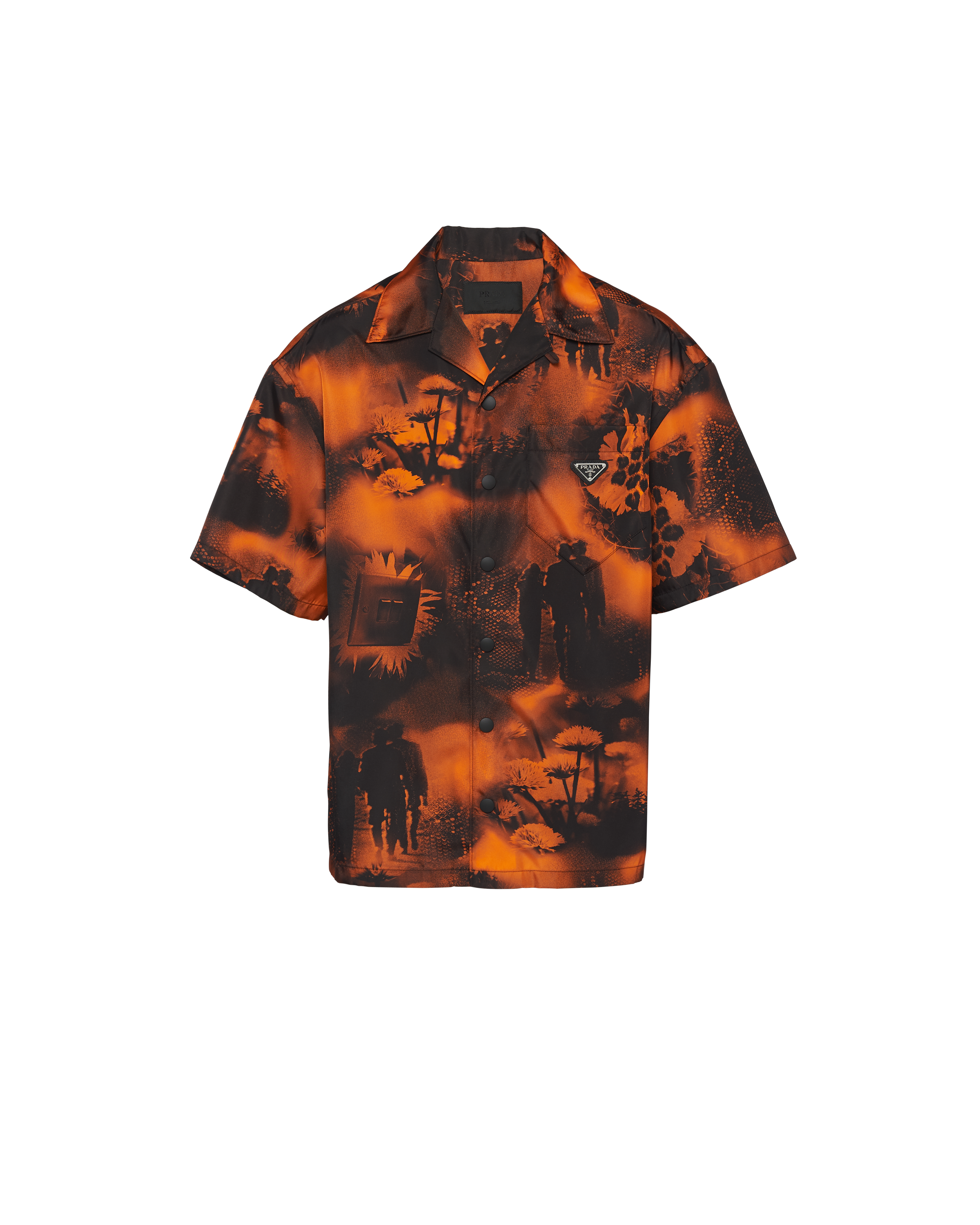 Tシャツ・カットソー PRADA ORANGE FLORAL PRINT T-SHIRT Prada floral-print Cotton Shirt | Orange | FARFETCH