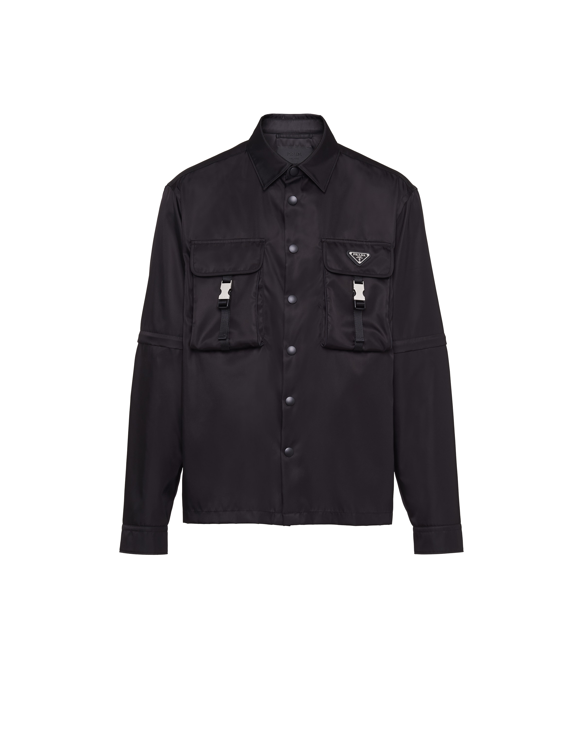 Prada Camicia In Re-nylon, Uomo, Nero, Taglia L
