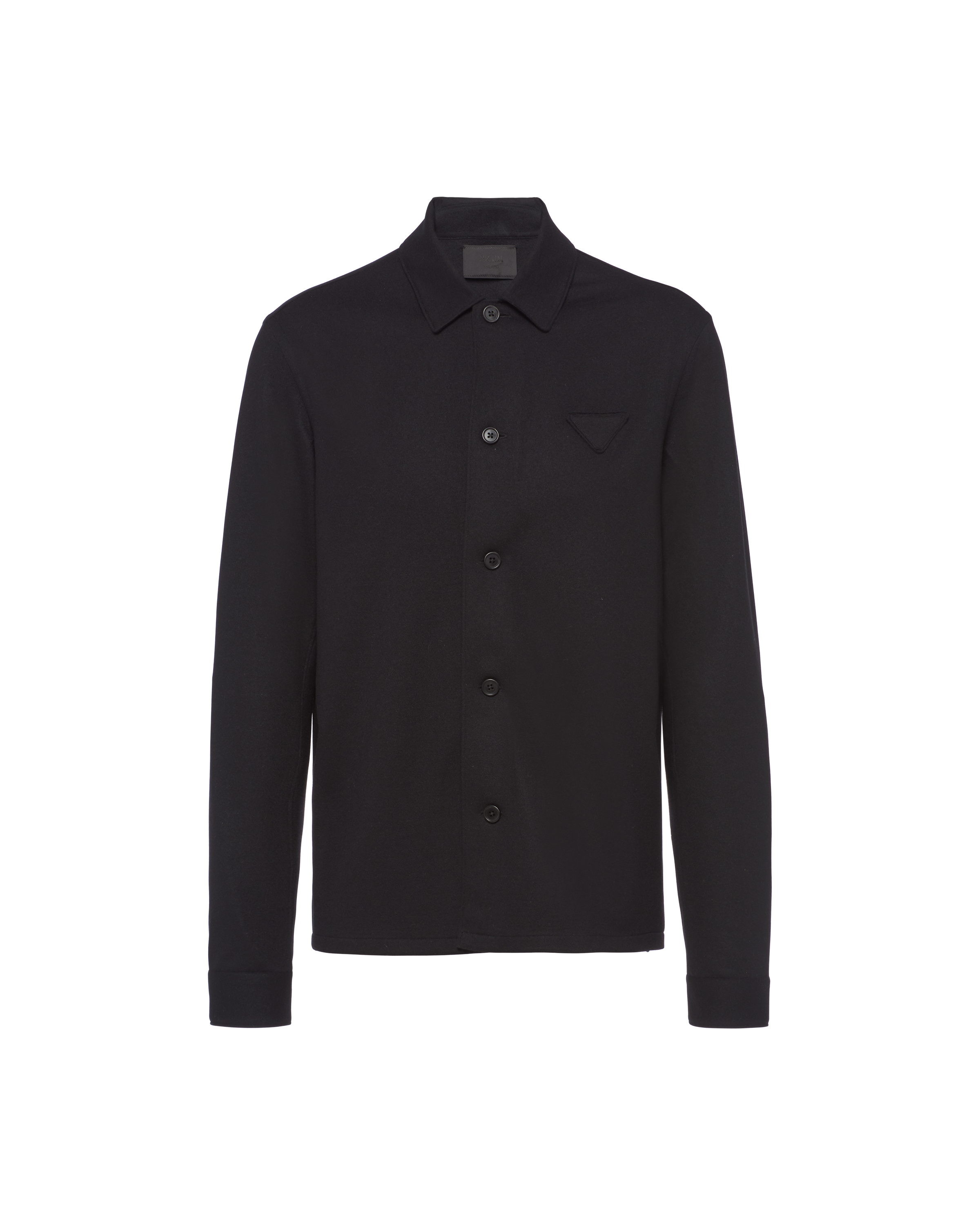 Prada Button-up Long-sleeve Shirt In Black