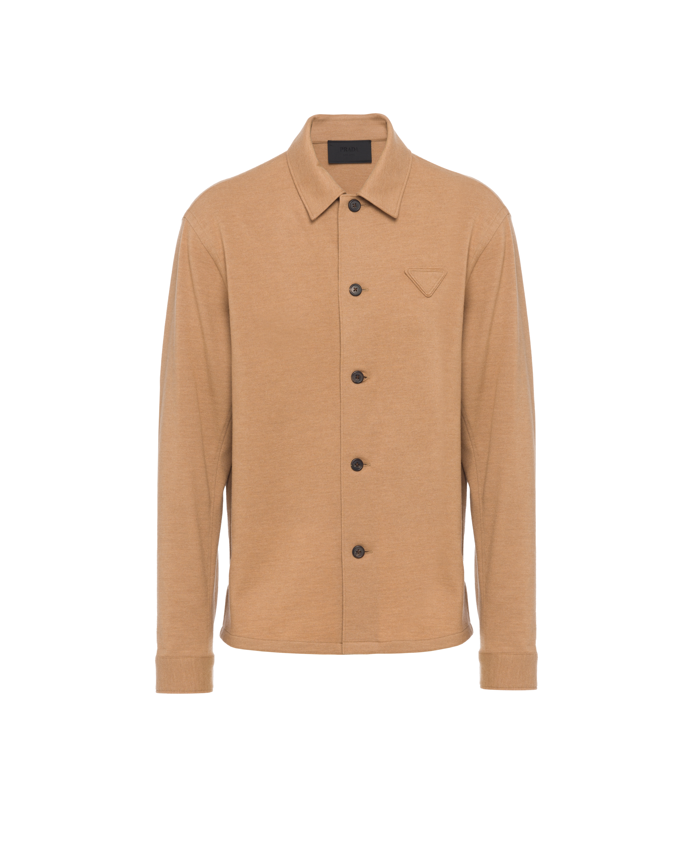 Prada Wool Blend Shirt In Camel Brown
