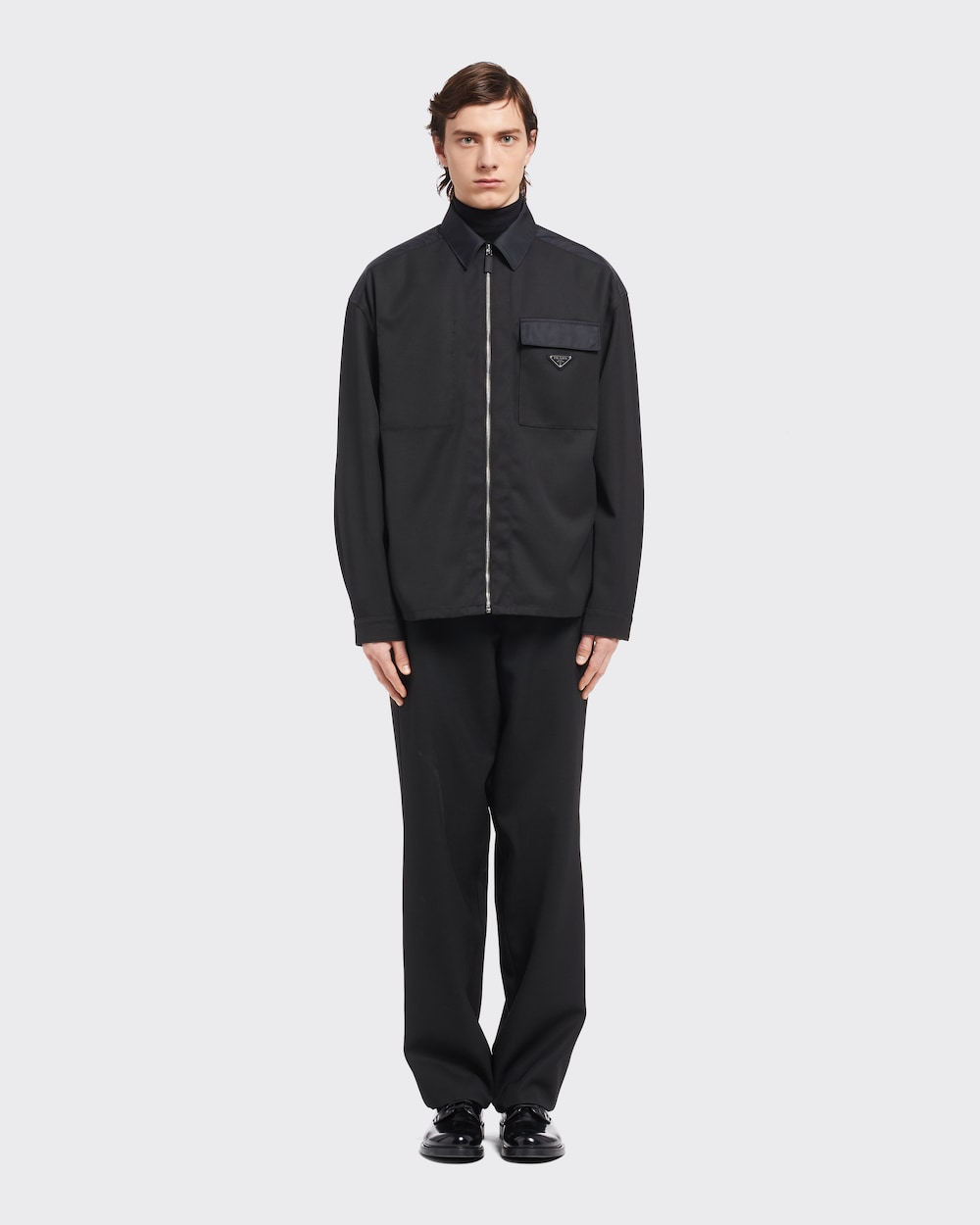 Black Wool and Re-Nylon shirt | Prada