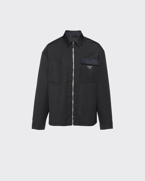 Prada 羊毛和Re-Nylon 再生尼龙衬衫 1
