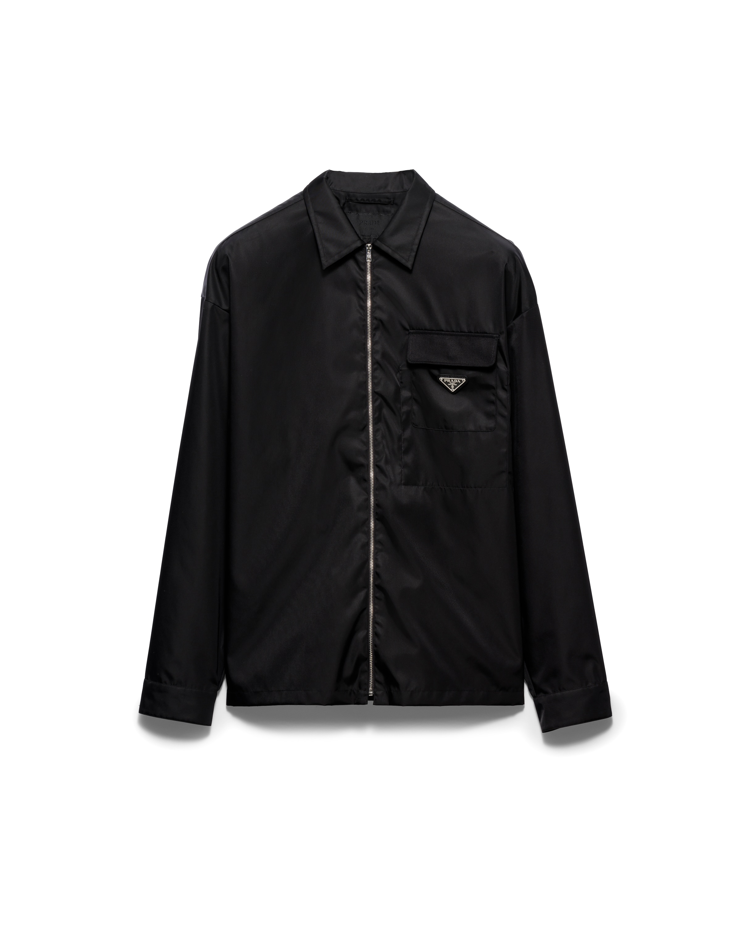 Prada Black Re-nylon Zip-up Jacket In Black