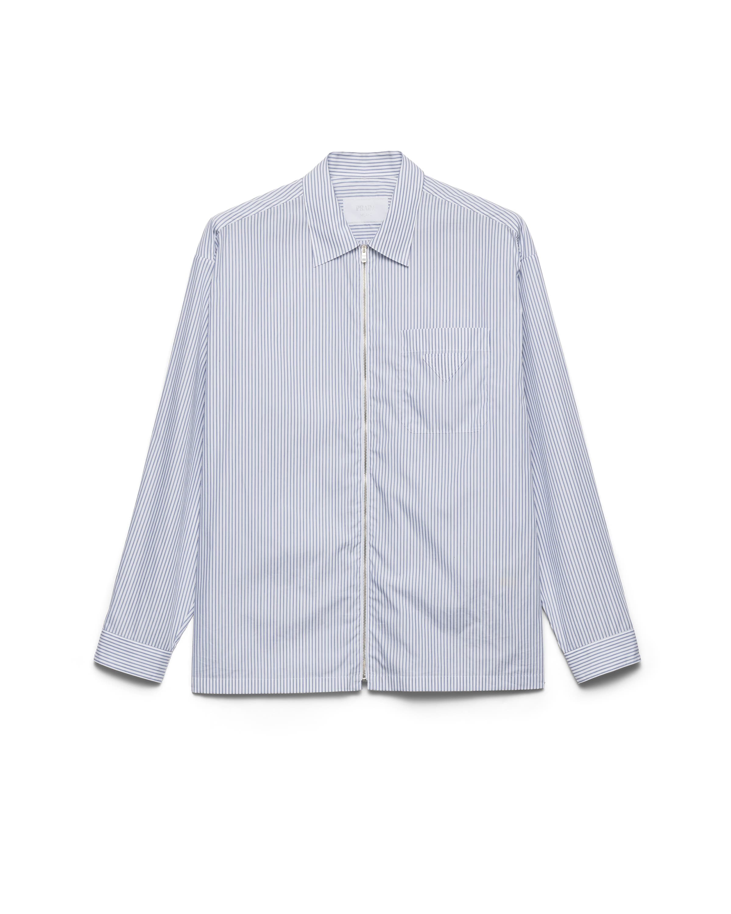 Prada Technical Fabric Shirt With Striped Pattern In Gray