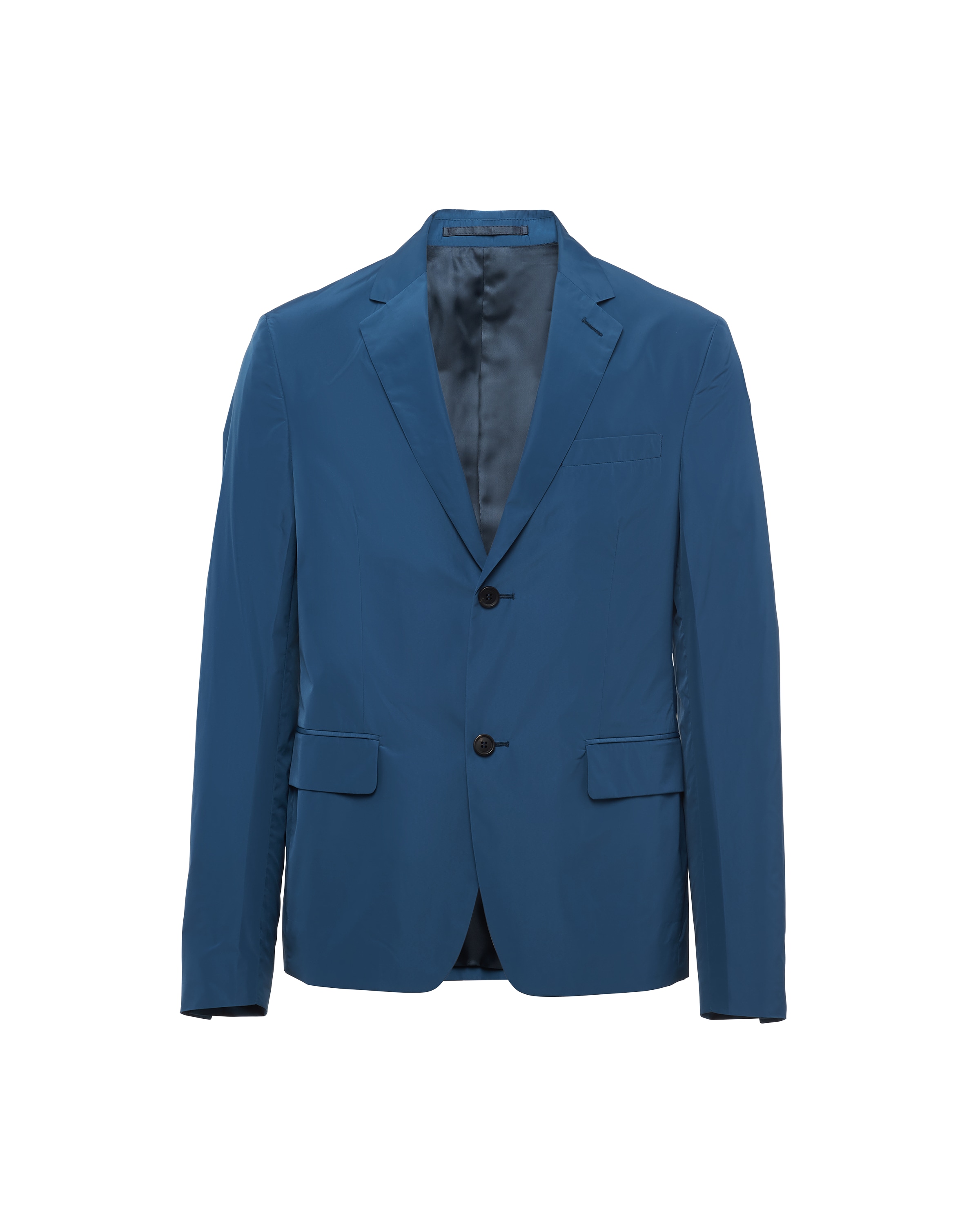 Aviator Blue Singledbreasted technical poplin jacket Prada