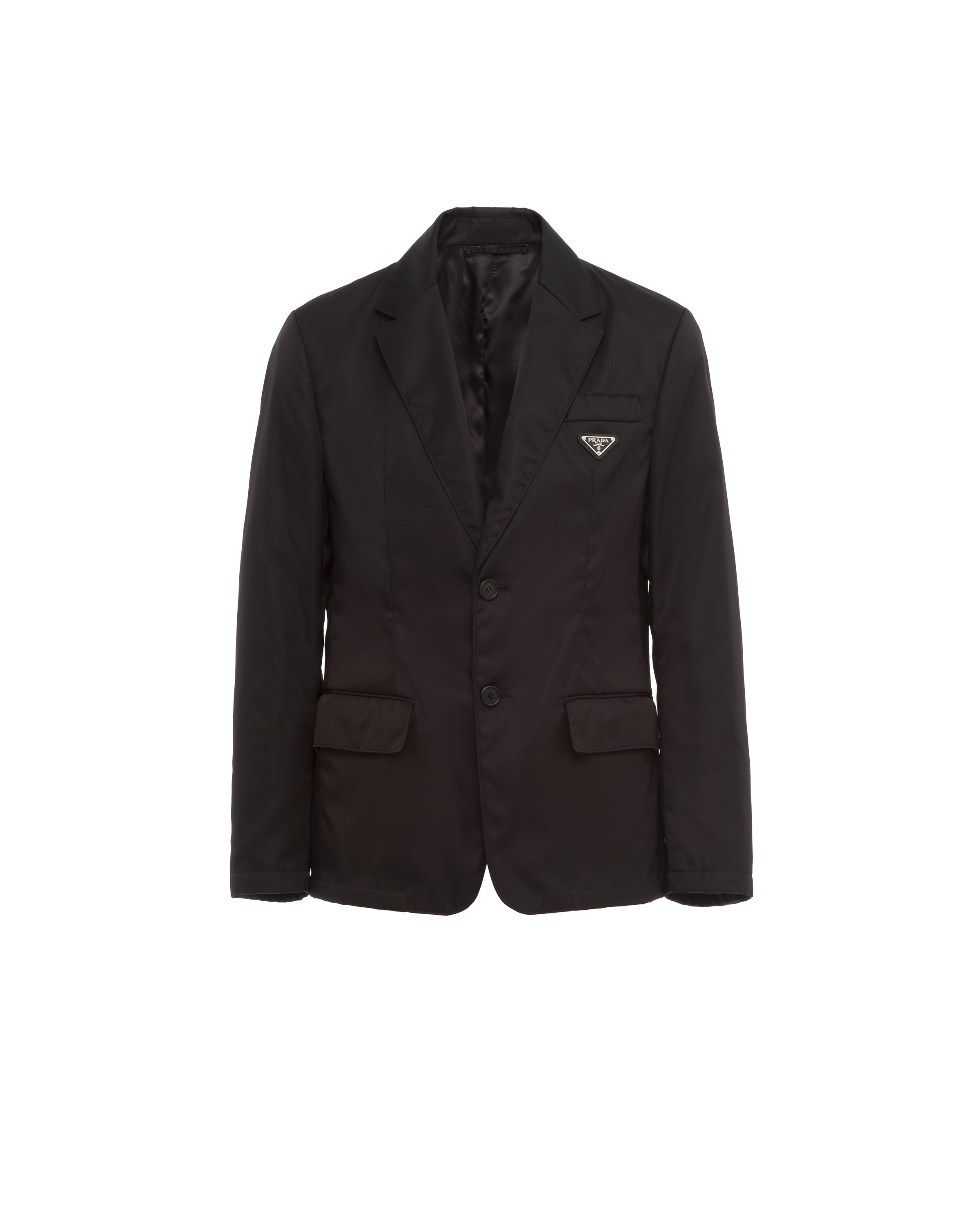 Prada Logo-plaque Single-breasted Blazer In Black