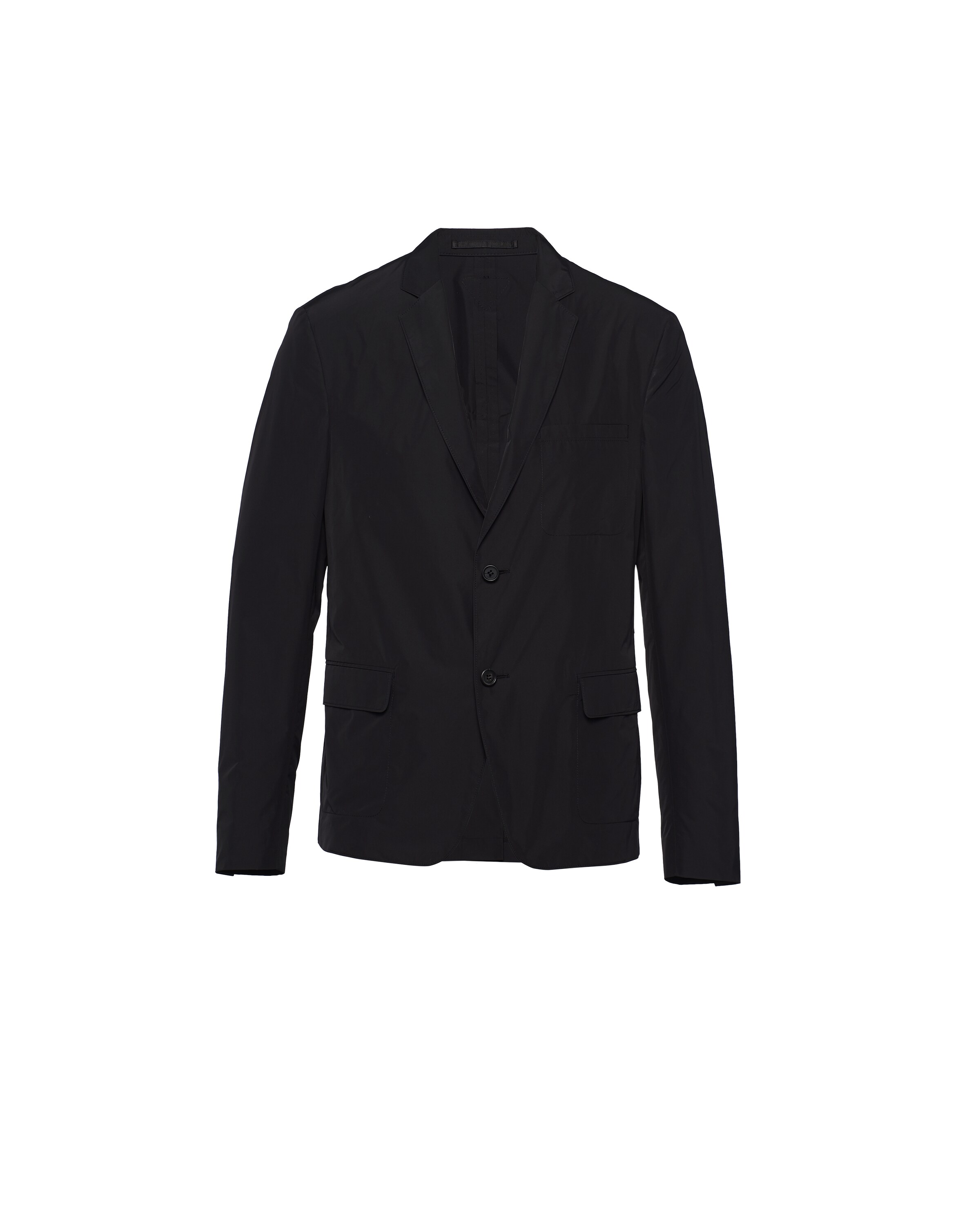 Black Singlebreasted technical poplin jacket Prada